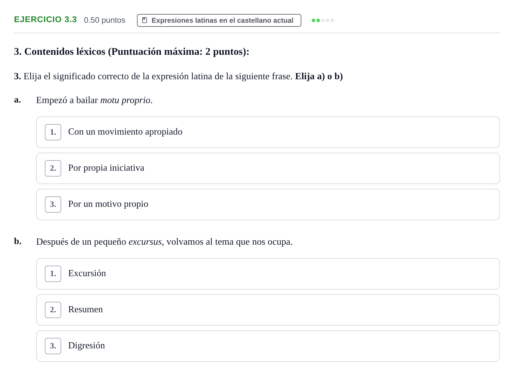 Enunciado: Ejercicio 3.3 · Latín II PAU Castilla y León Extraordinaria 2023