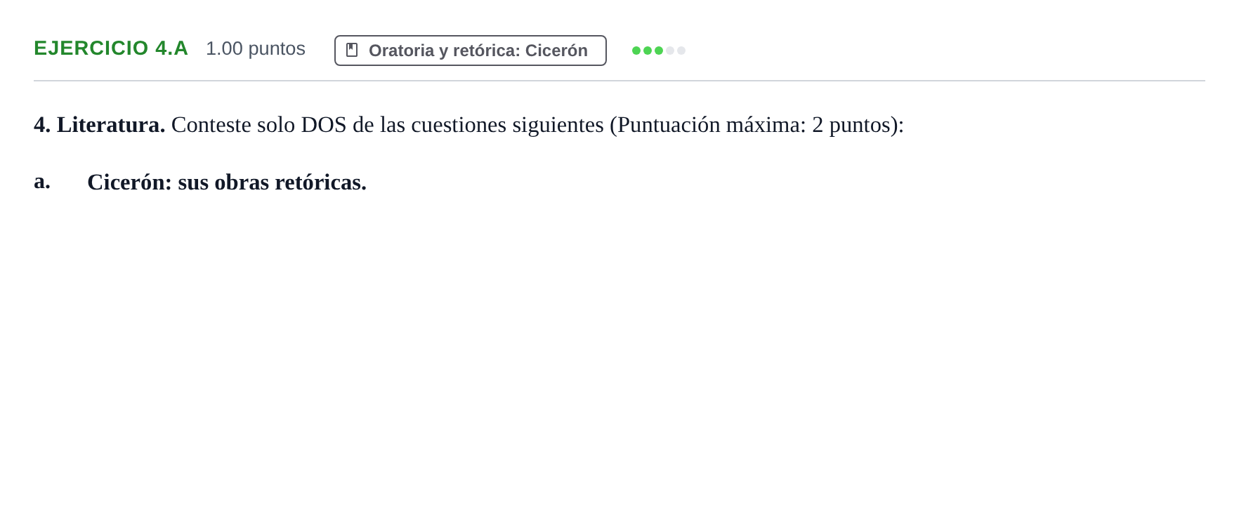 Enunciado: Ejercicio 4.a · Latín II PAU Castilla y León Extraordinaria 2023