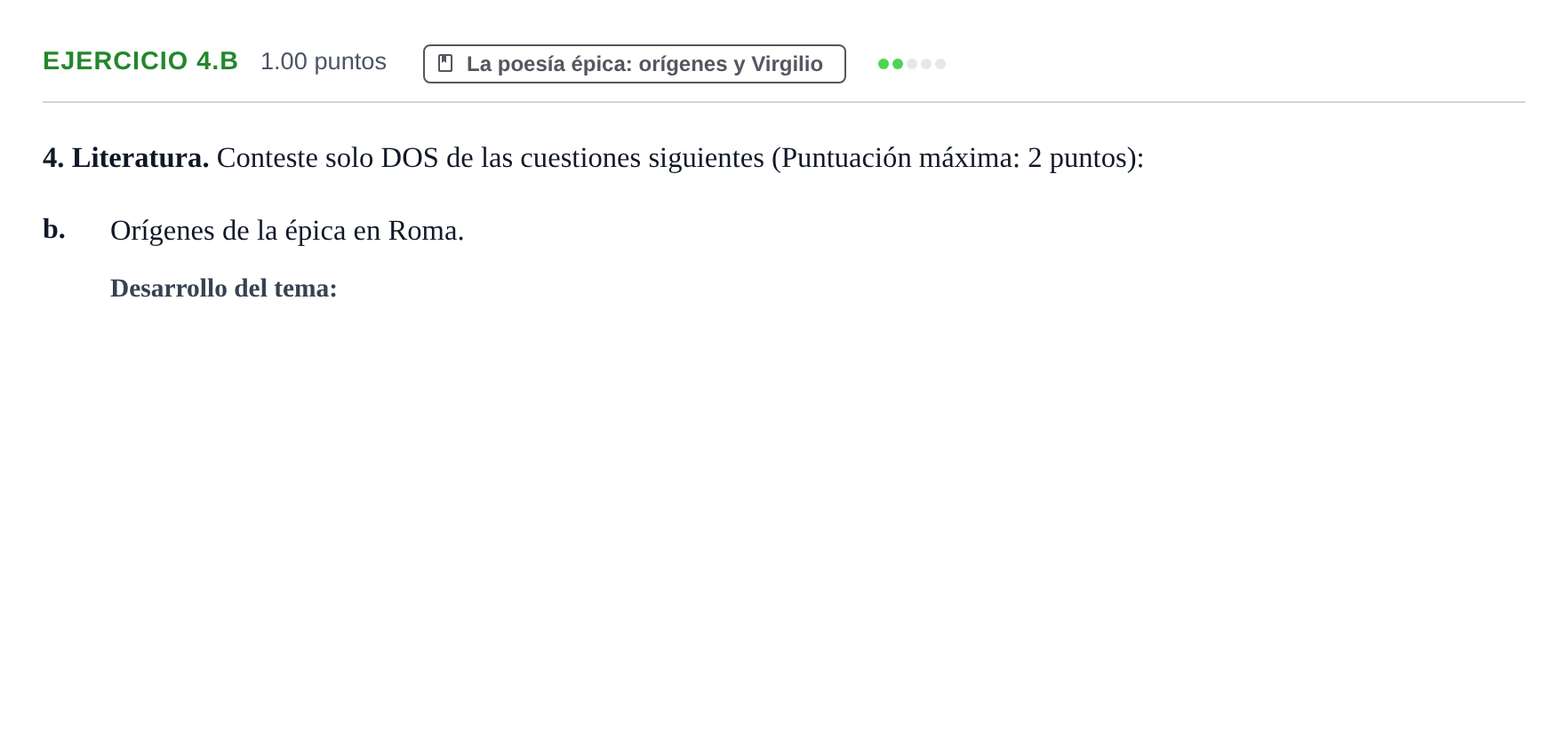 Enunciado: Ejercicio 4.b · Latín II PAU Castilla y León Extraordinaria 2023