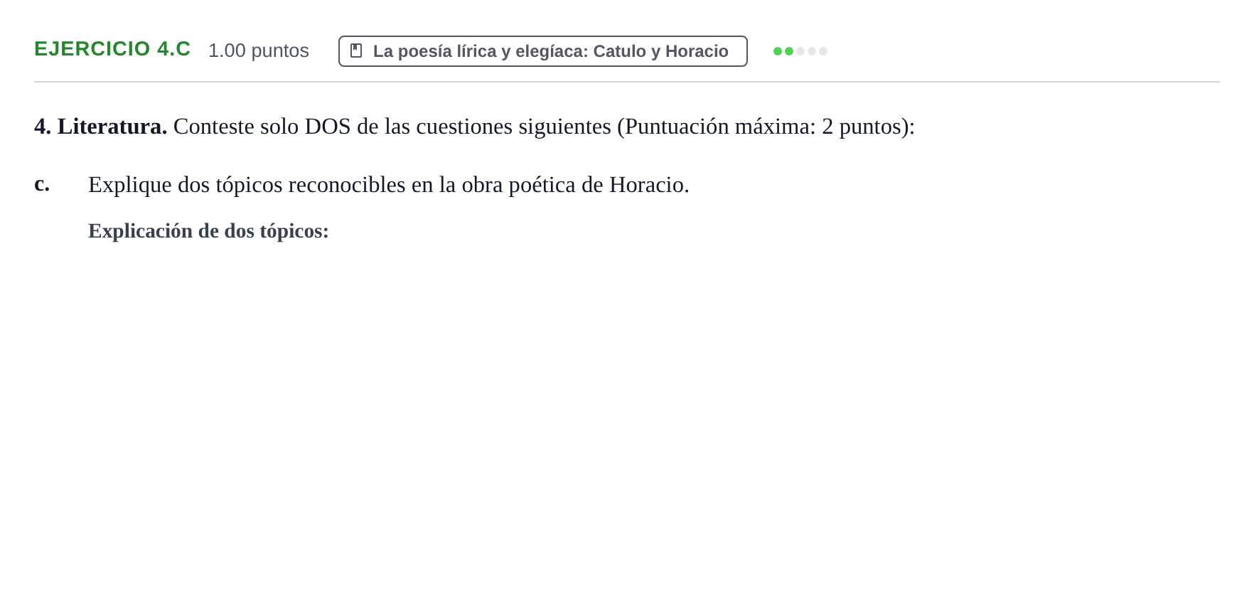 Enunciado: Ejercicio 4.c · Latín II PAU Castilla y León Extraordinaria 2023