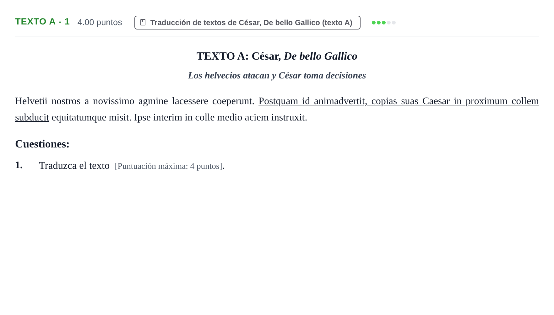 Enunciado: Ejercicio Texto A - 1 · Latín II PAU Castilla y León Extraordinaria 2023