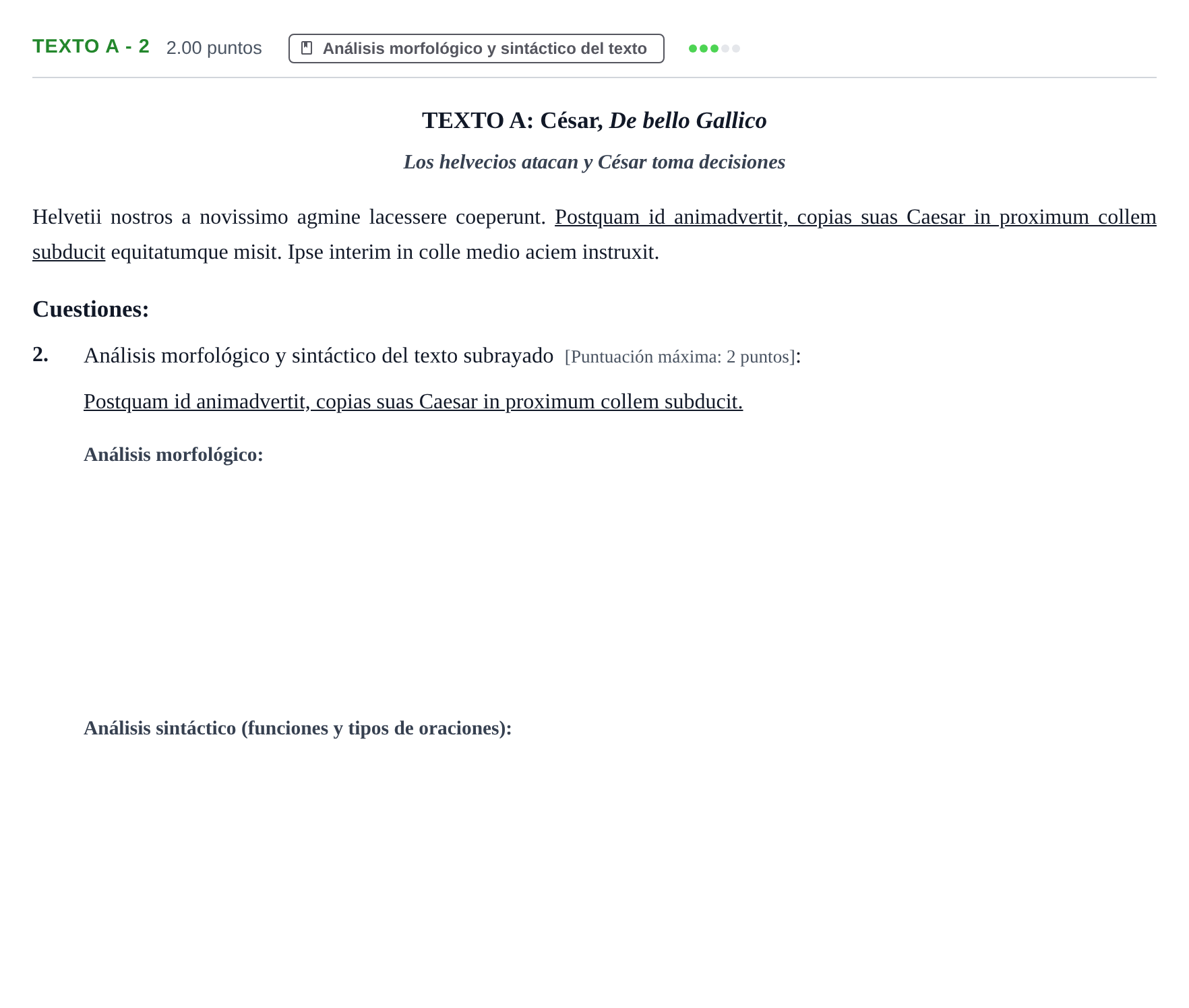 Enunciado: Ejercicio Texto A - 2 · Latín II PAU Castilla y León Extraordinaria 2023