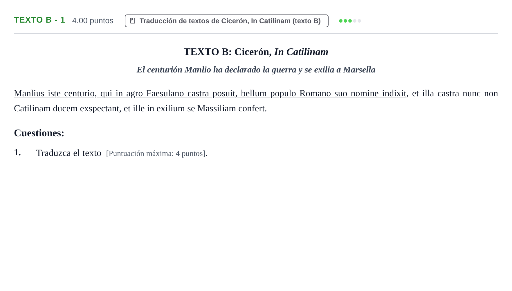 Enunciado: Ejercicio Texto B - 1 · Latín II PAU Castilla y León Extraordinaria 2023