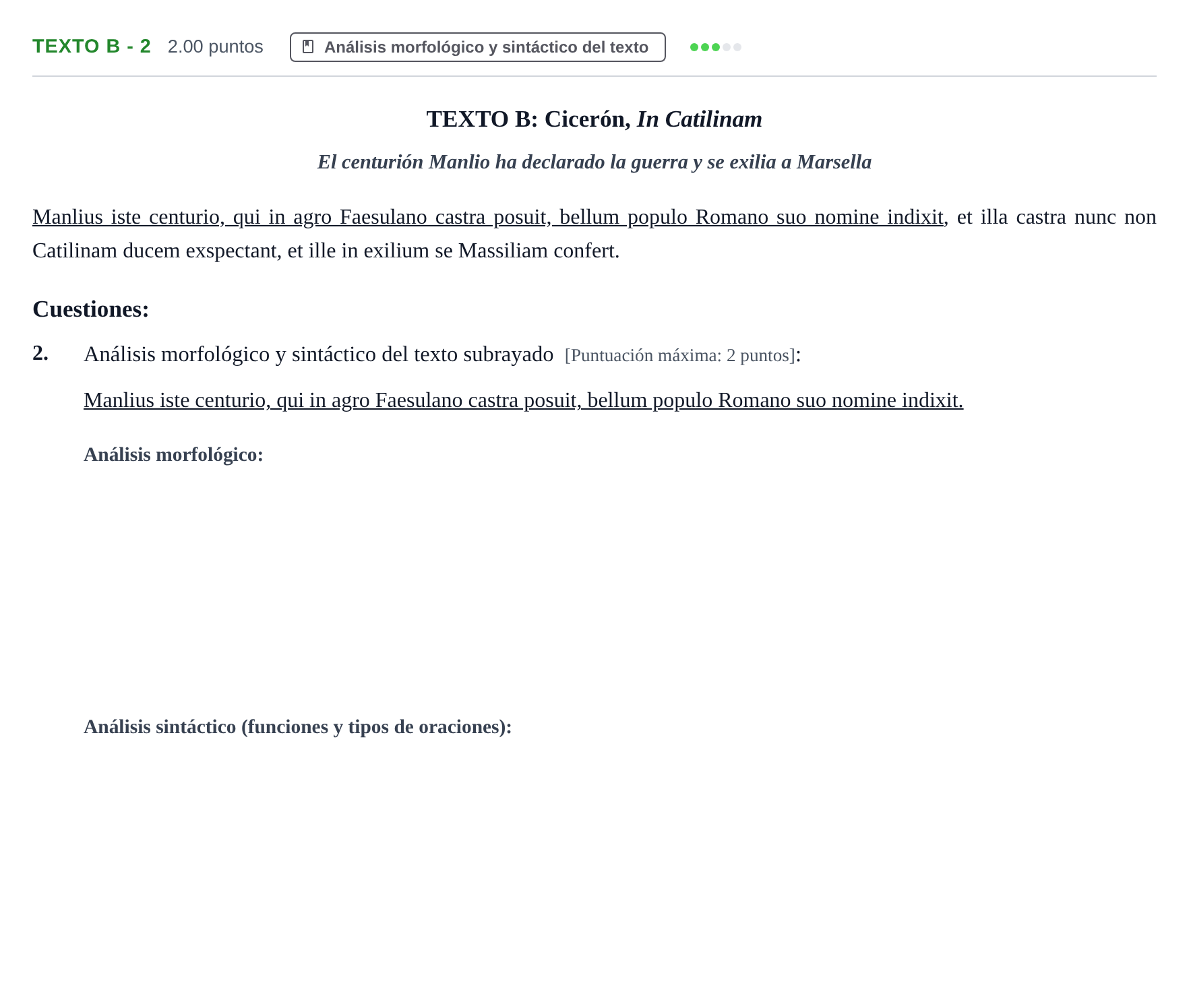 Enunciado: Ejercicio Texto B - 2 · Latín II PAU Castilla y León Extraordinaria 2023