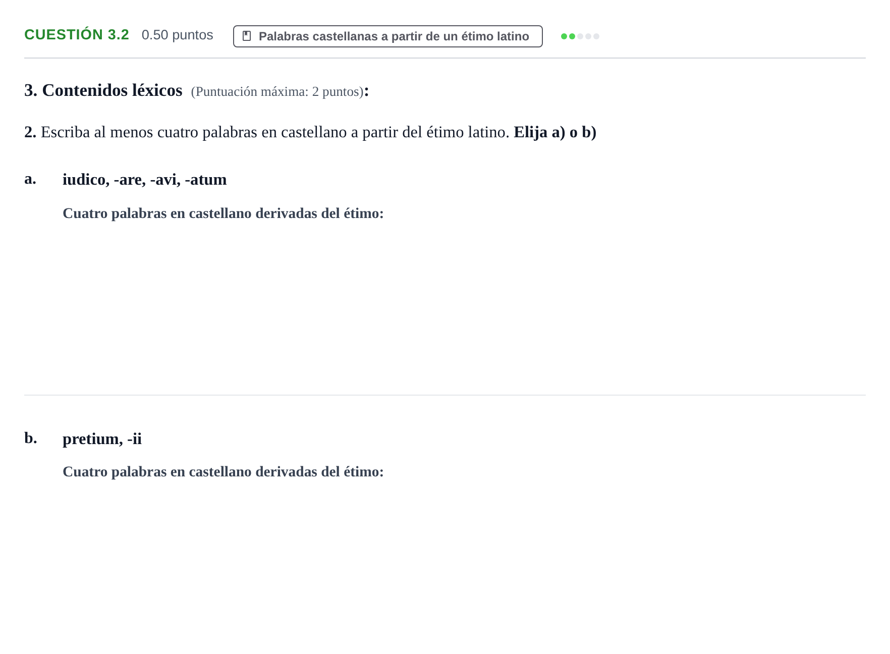 Enunciado: Cuestión 3.2 · Latín II PAU Castilla y León Ordinaria 2023