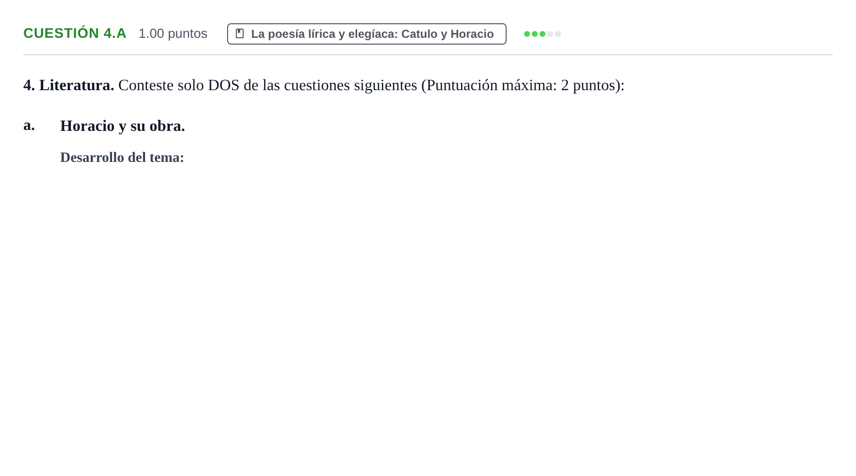 Enunciado: Cuestión 4.a · Latín II PAU Castilla y León Ordinaria 2023