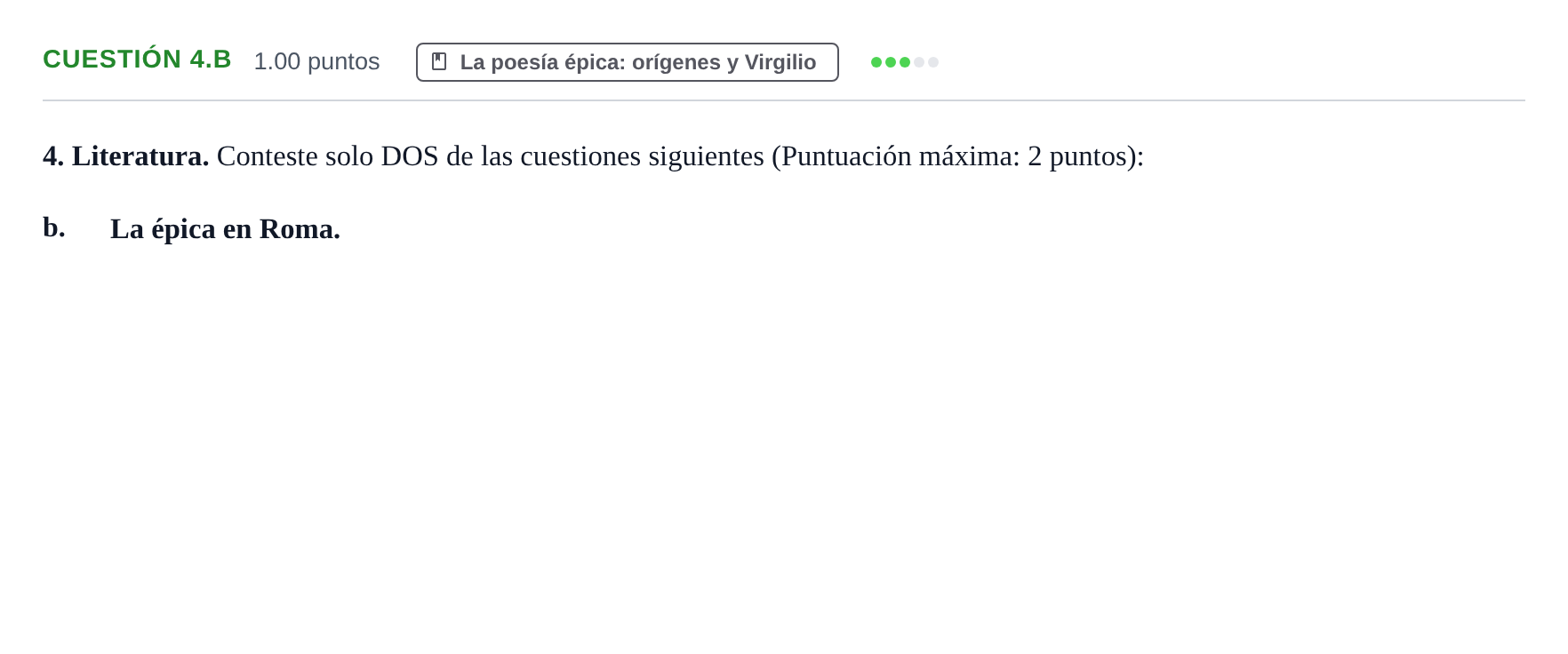 Enunciado: Cuestión 4.b · Latín II PAU Castilla y León Ordinaria 2023