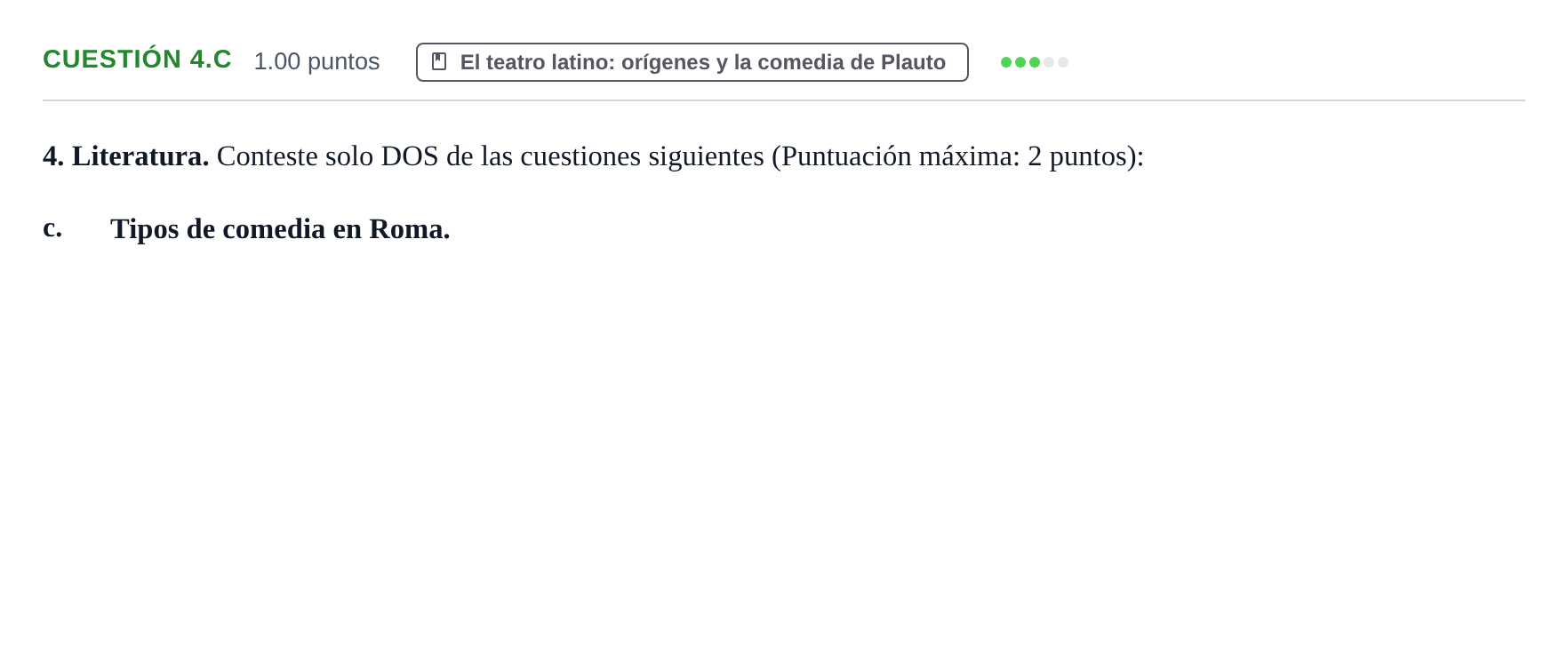 Enunciado: Cuestión 4.c · Latín II PAU Castilla y León Ordinaria 2023