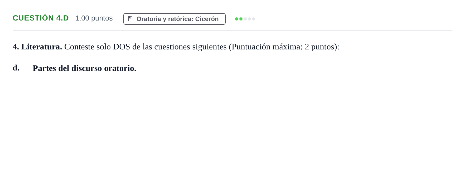 Enunciado: Cuestión 4.d · Latín II PAU Castilla y León Ordinaria 2023