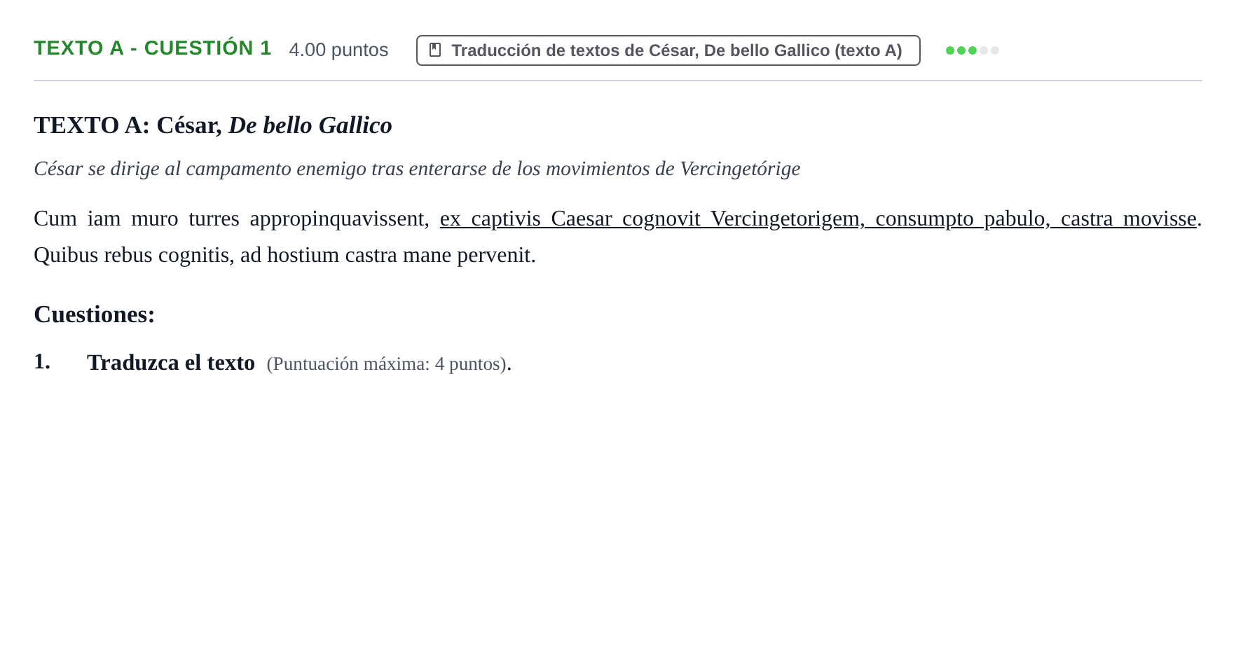 Enunciado: Ejercicio Texto A - Cuestión 1 · Latín II PAU Castilla y León Ordinaria 2023