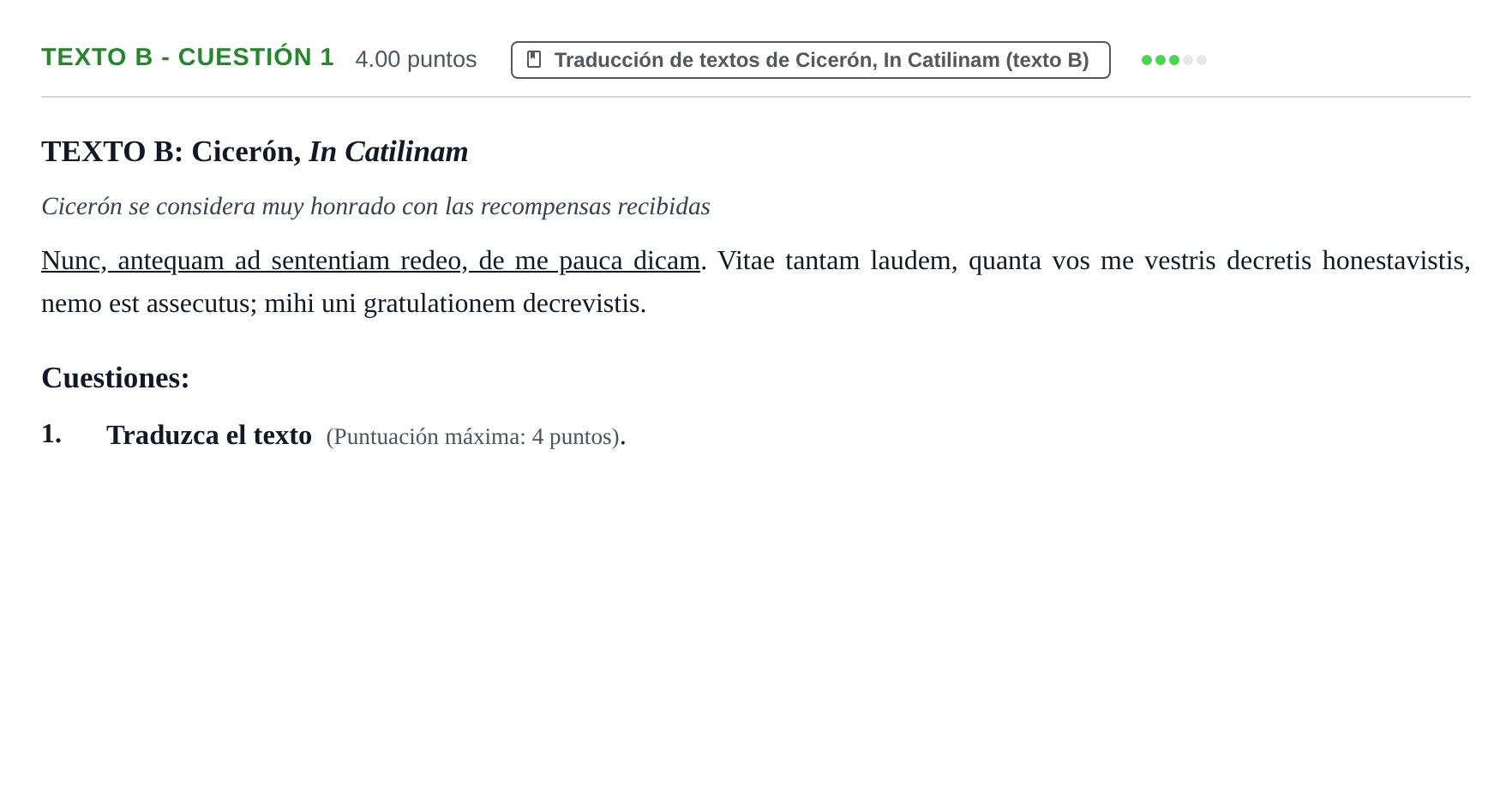 Enunciado: Ejercicio Texto B - Cuestión 1 · Latín II PAU Castilla y León Ordinaria 2023