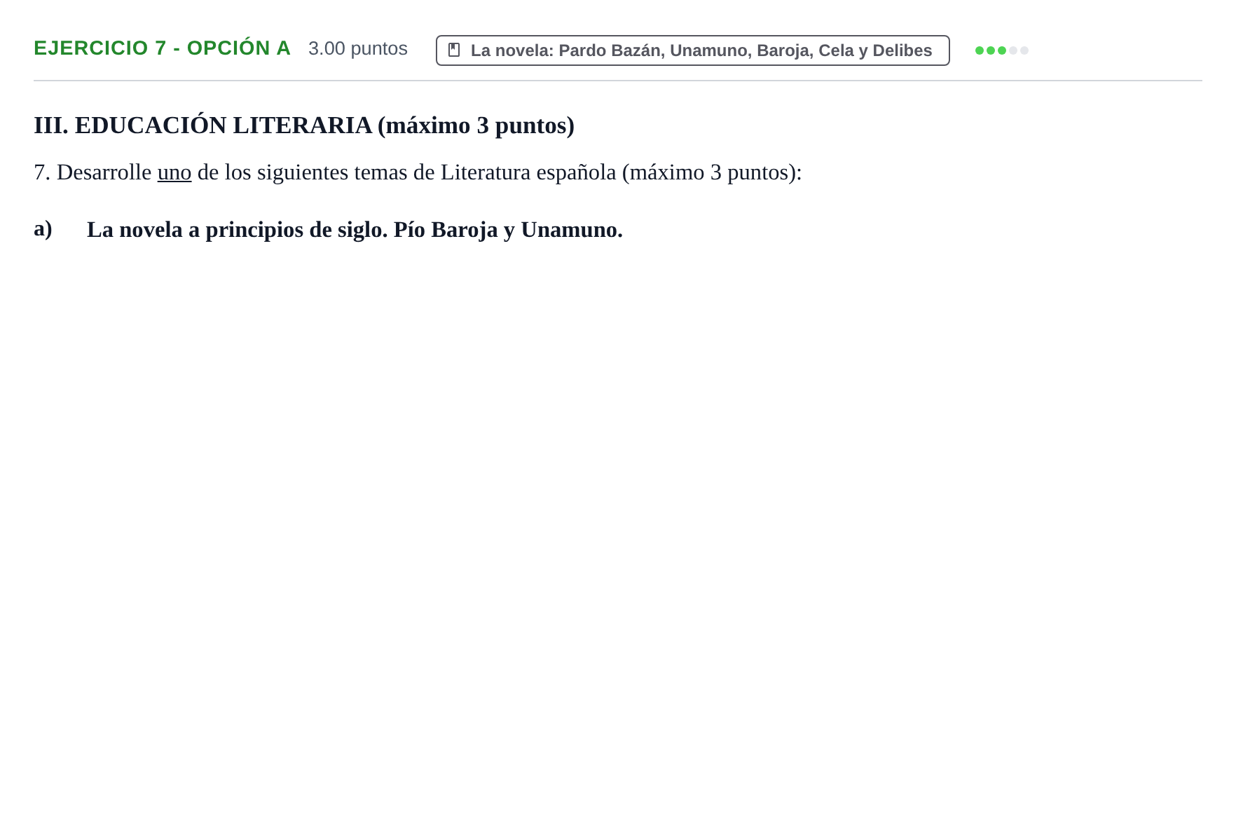 Enunciado: Ejercicio 7 - Opción a · Lengua Castellana y Literatura II PAU Castilla y León Extraordinaria 2023