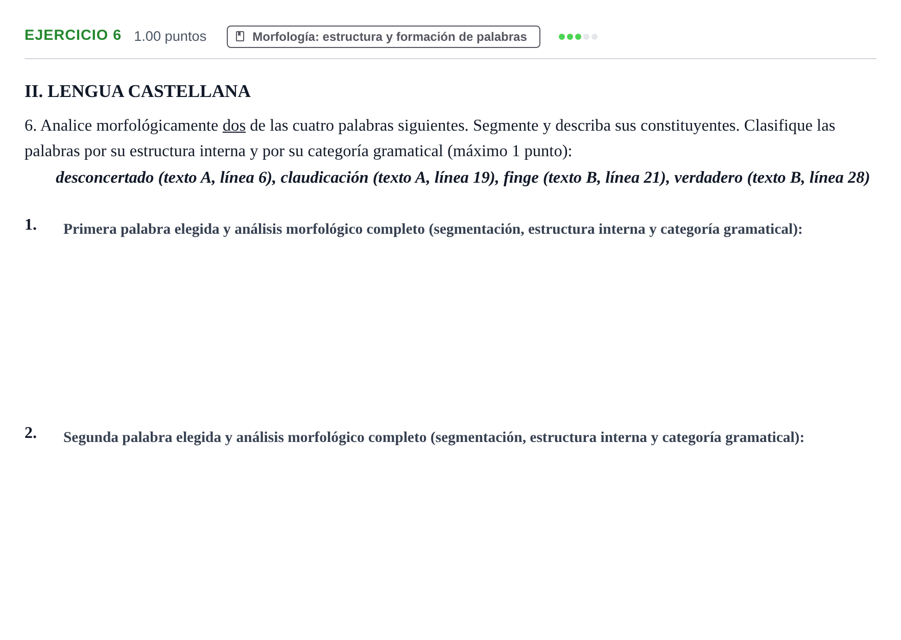 Enunciado: Problema 6 · Lengua Castellana y Literatura II PAU Castilla y León Ordinaria 2023