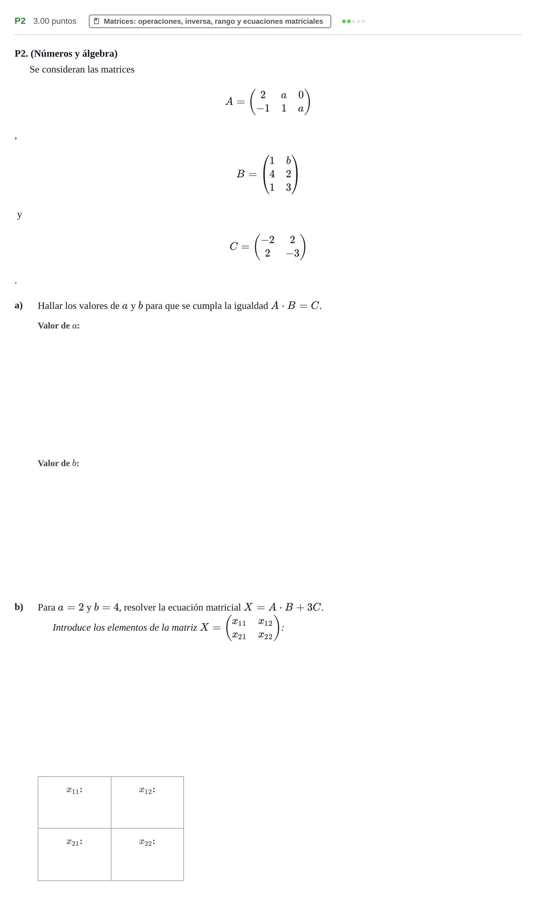 Enunciado: Ejercicio P2 · Matemáticas aplicadas a las Ciencias Sociales II PAU Castilla y León Ordinaria 2023