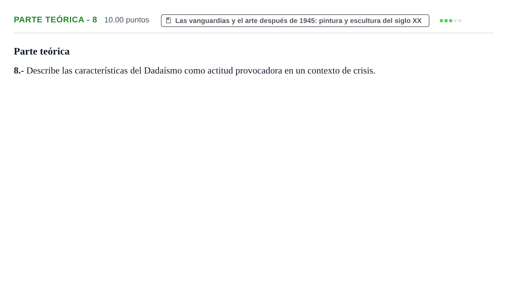 Enunciado: Ejercicio Parte teórica - 8 · Historia del Arte PAU Castilla y León Ordinaria 2023