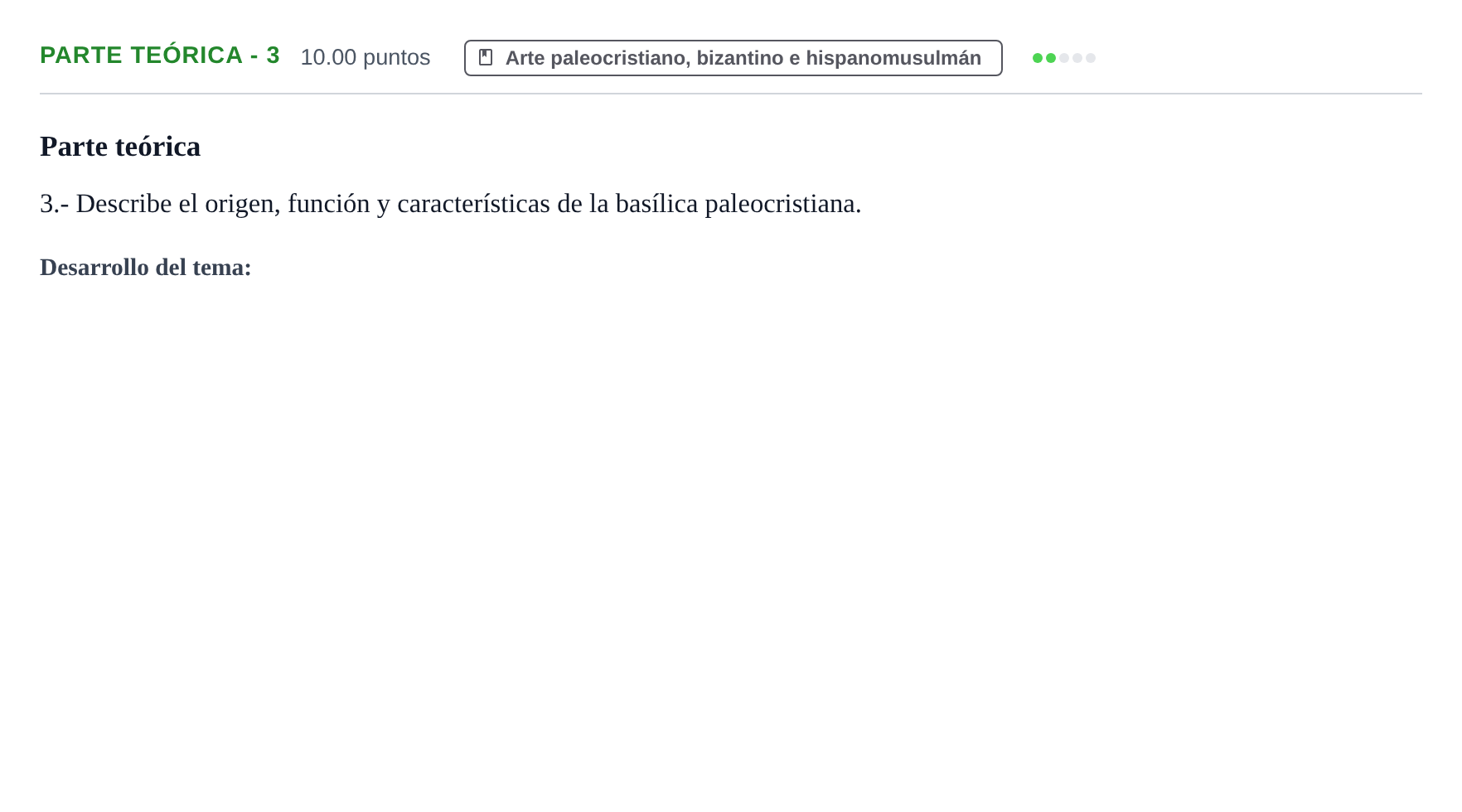 Enunciado: Ejercicio Parte teórica - 3 · Historia del Arte PAU Castilla y León Extraordinaria 2023