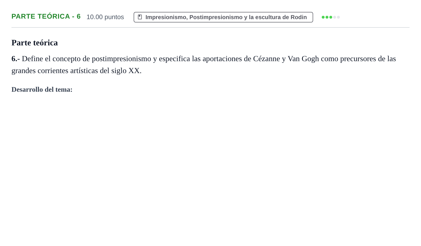 Enunciado: Ejercicio Parte teórica - 6 · Historia del Arte PAU Castilla y León Extraordinaria 2023