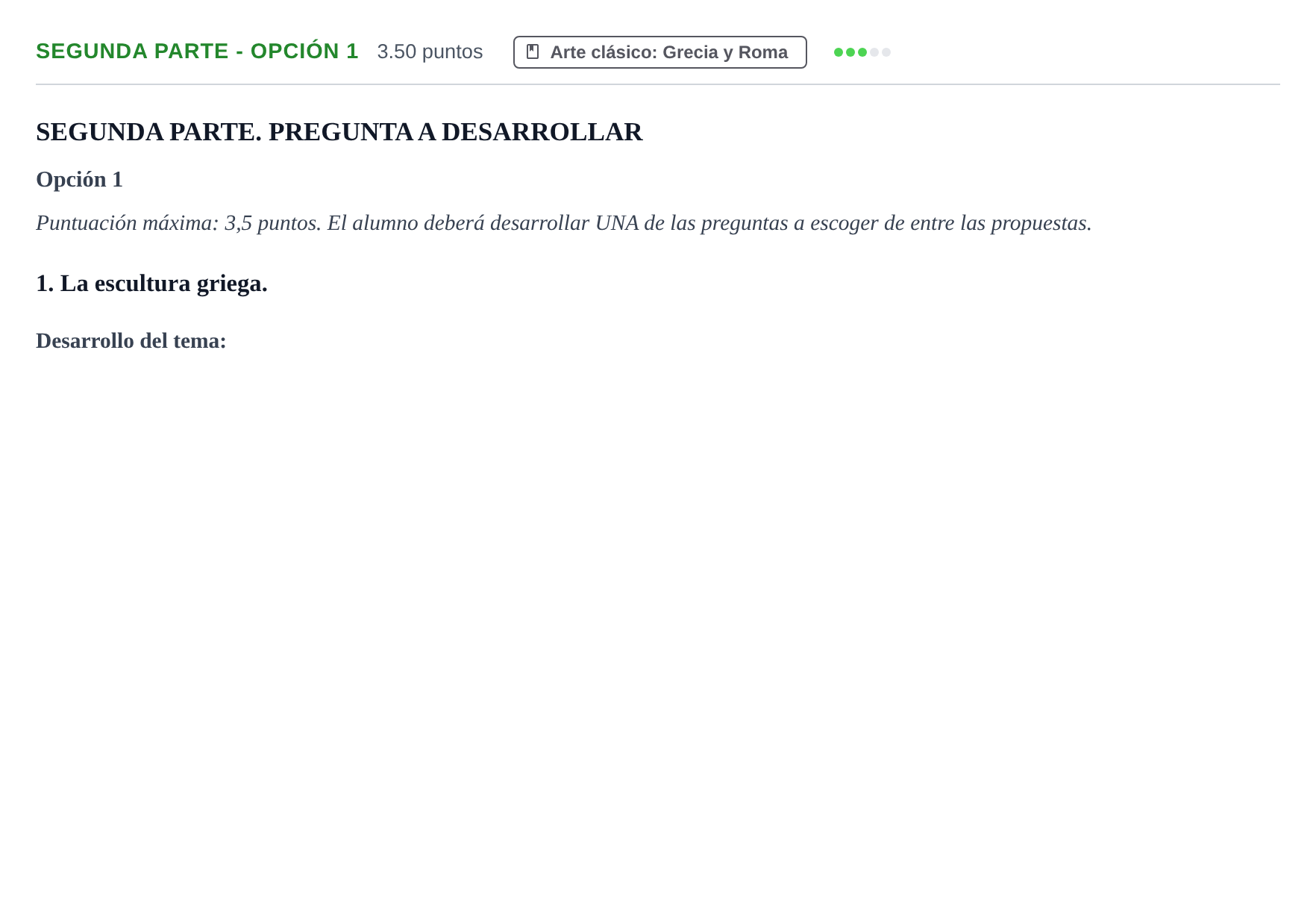 Enunciado: Ejercicio Segunda parte - Opción 1 · Historia del Arte PAU Castilla-La Mancha Ordinaria 2024