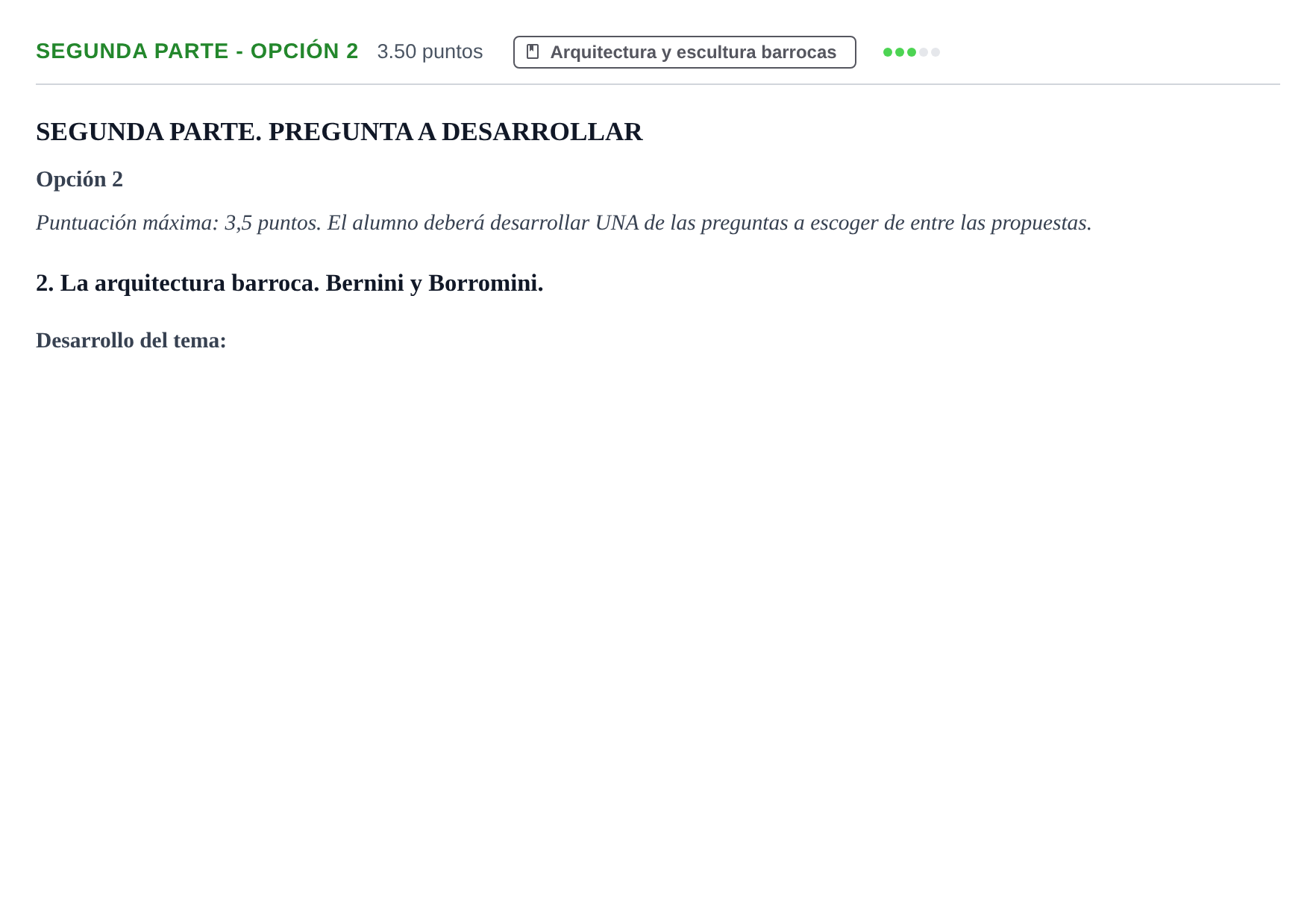 Enunciado: Ejercicio Segunda parte - Opción 2 · Historia del Arte PAU Castilla-La Mancha Ordinaria 2024