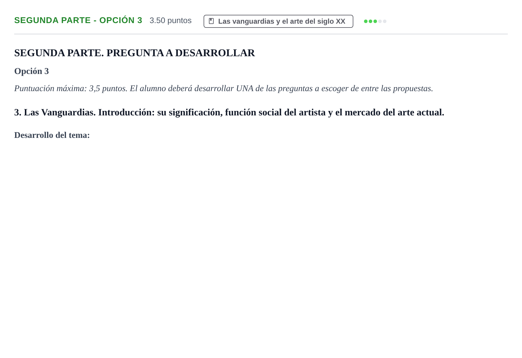 Enunciado: Ejercicio Segunda parte - Opción 3 · Historia del Arte PAU Castilla-La Mancha Ordinaria 2024