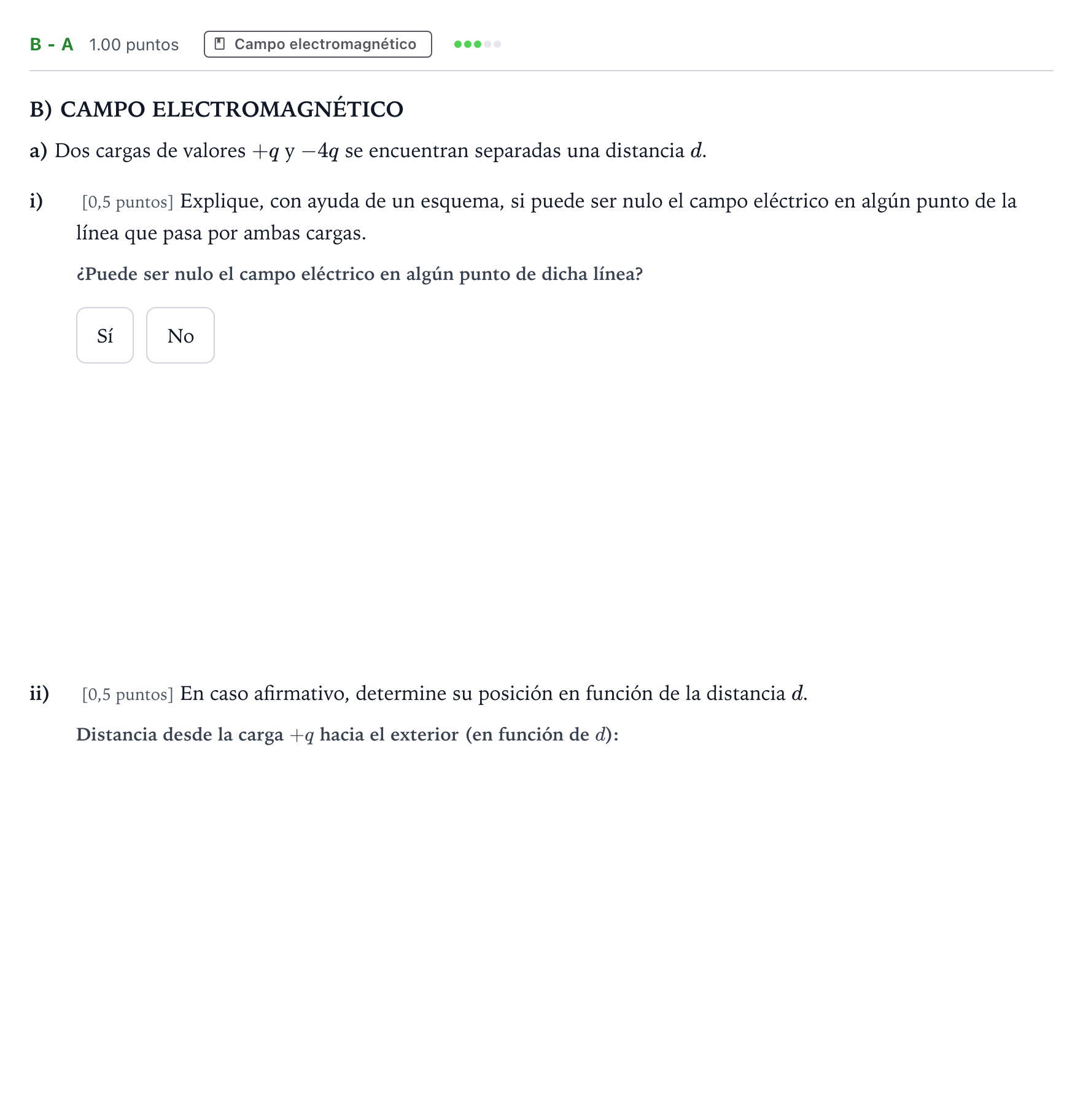 Enunciado: Ejercicio B - a · Física PAU Andalucía Extraordinaria Suplente 2 2025