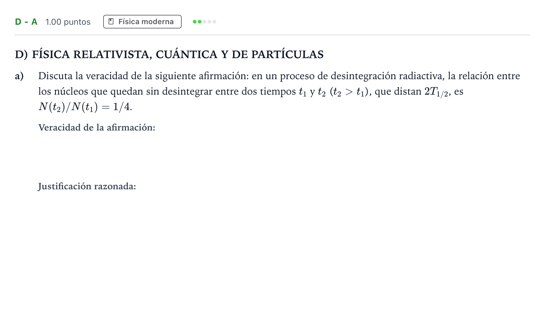 Enunciado: Ejercicio D - a · Física PAU Andalucía Extraordinaria Suplente 2 2025