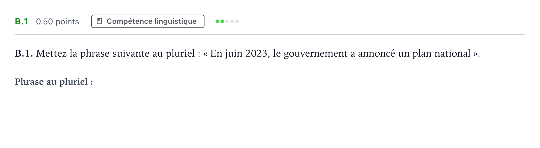 Enunciado: Ejercicio B.1 · Francés PAU Andalucía Extraordinaria Suplente 2 2025