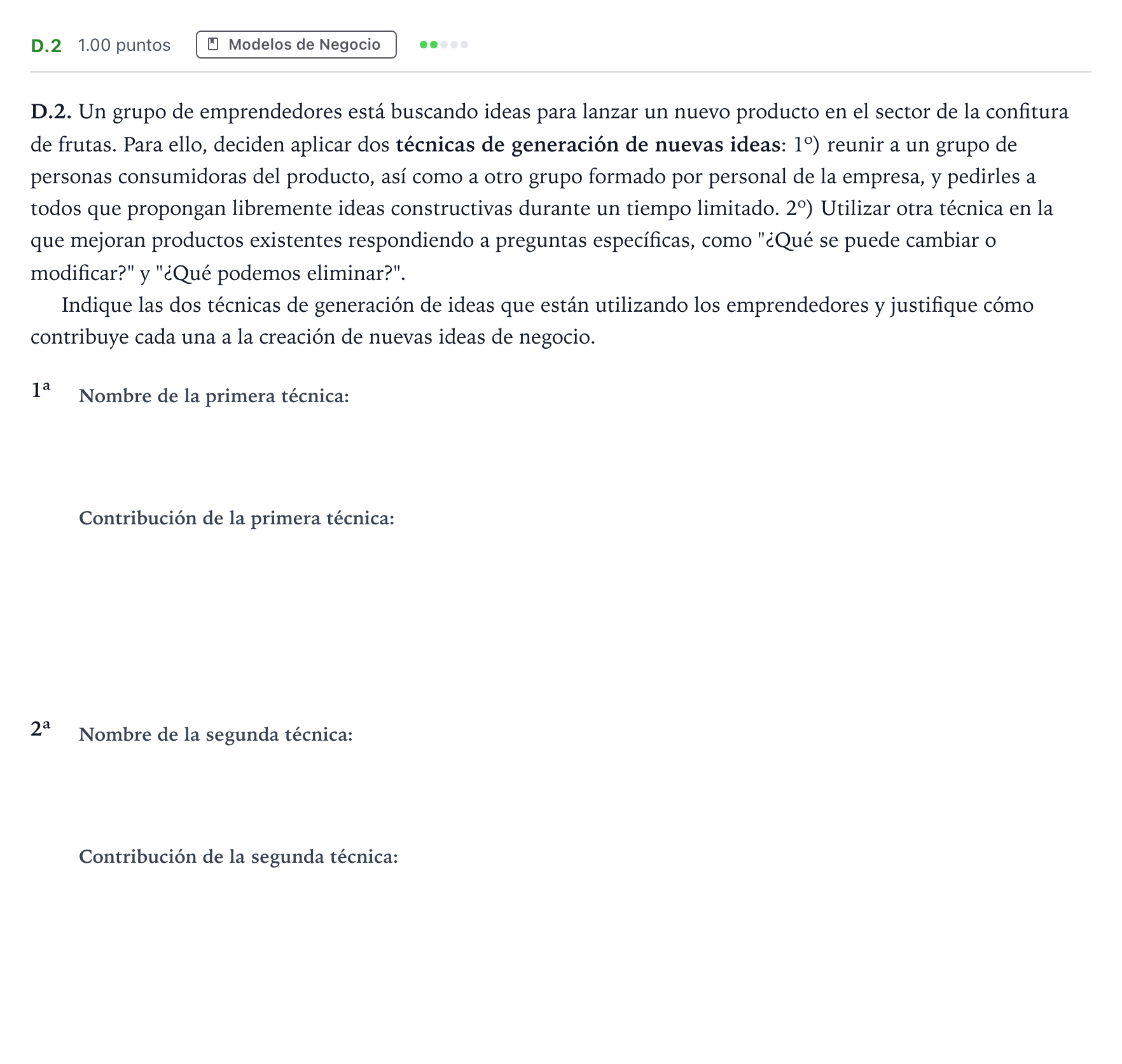 Enunciado: Ejercicio D.2 · Economía de la Empresa PAU Andalucía Ordinaria Titular 2025