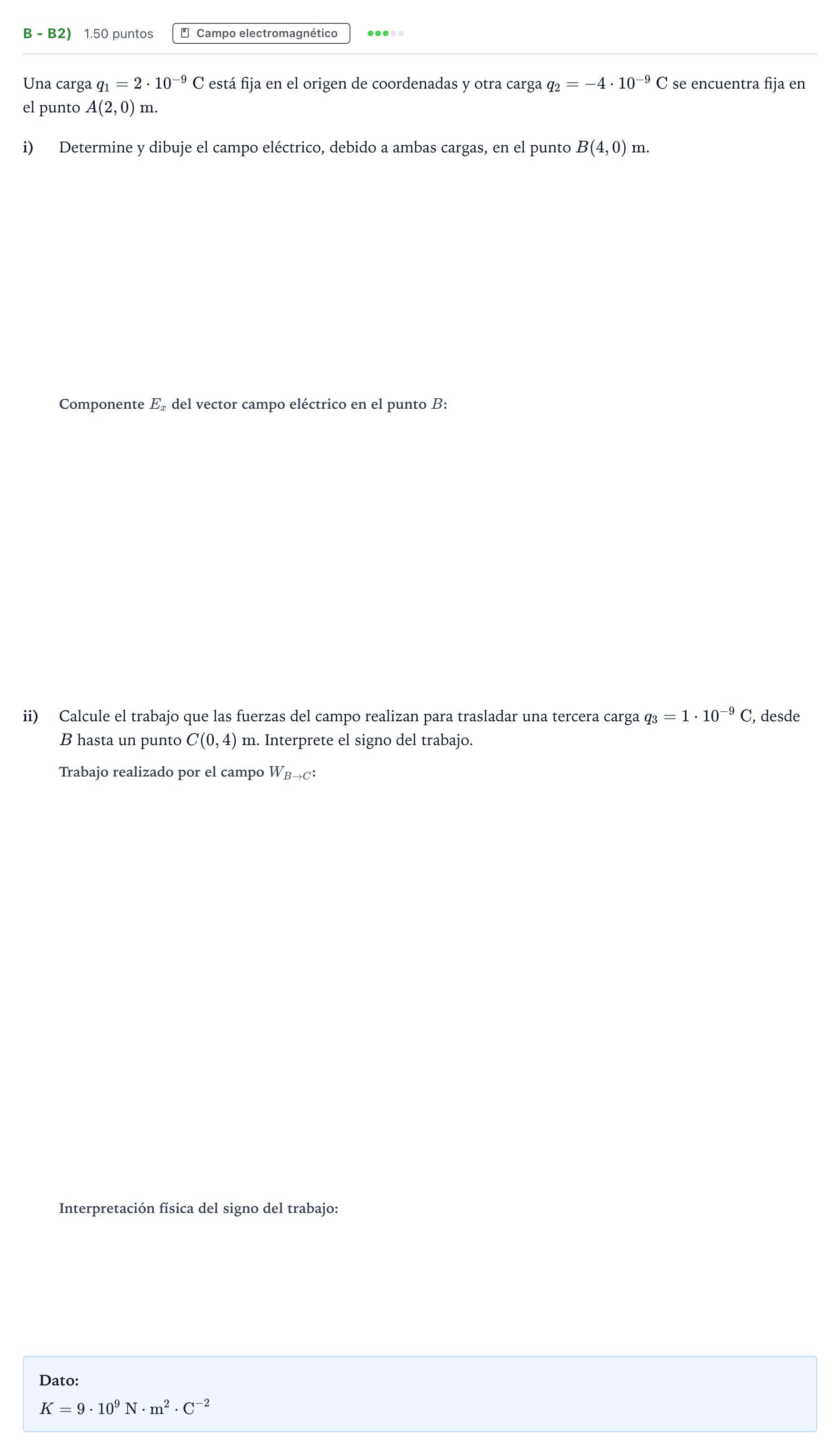 Enunciado: Ejercicio B - b2) · Física PAU Andalucía Extraordinaria Titular 2025