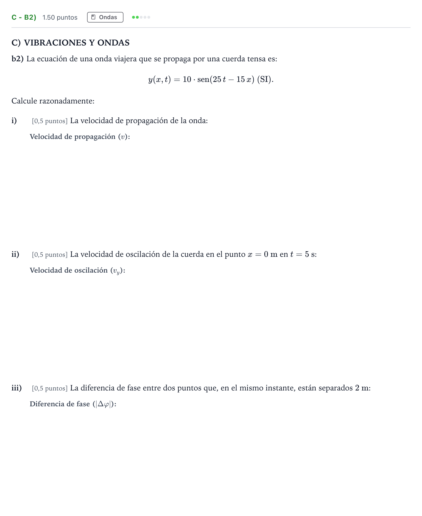 Enunciado: Ejercicio C - b2) · Física PAU Andalucía Extraordinaria Titular 2025