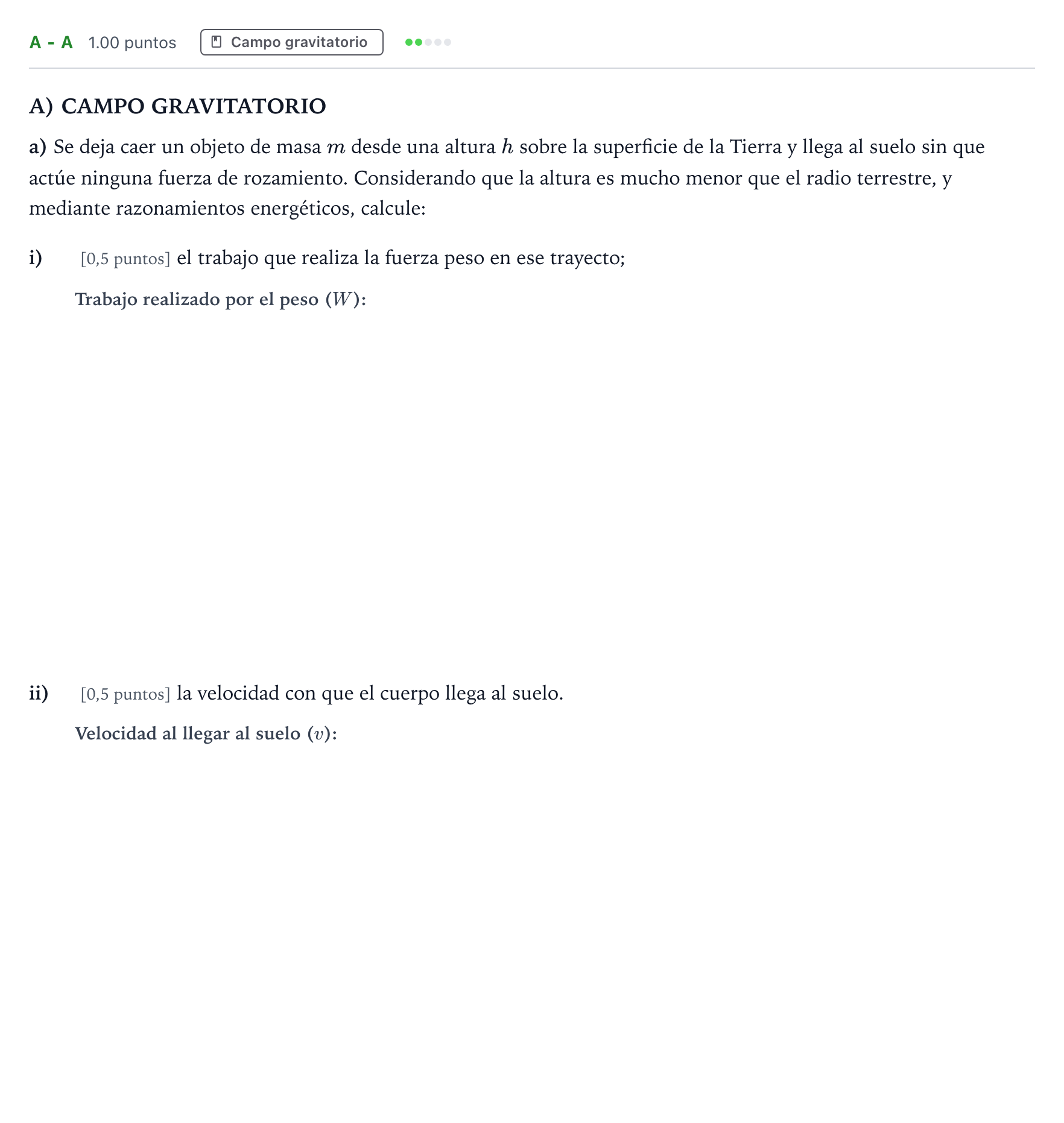 Enunciado: Ejercicio A - a · Física PAU Andalucía Ordinaria Suplente 1 2025