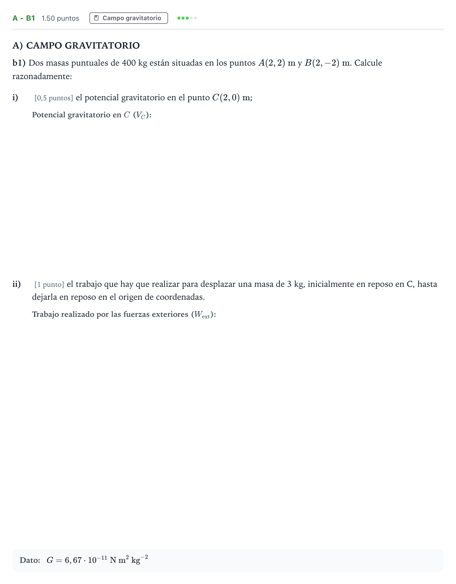 Enunciado: Ejercicio A - b1 · Física PAU Andalucía Ordinaria Suplente 1 2025