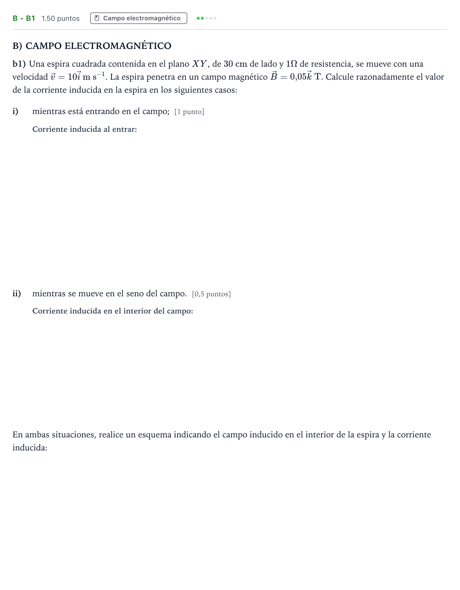 Enunciado: Ejercicio B - b1 · Física PAU Andalucía Ordinaria Suplente 1 2025