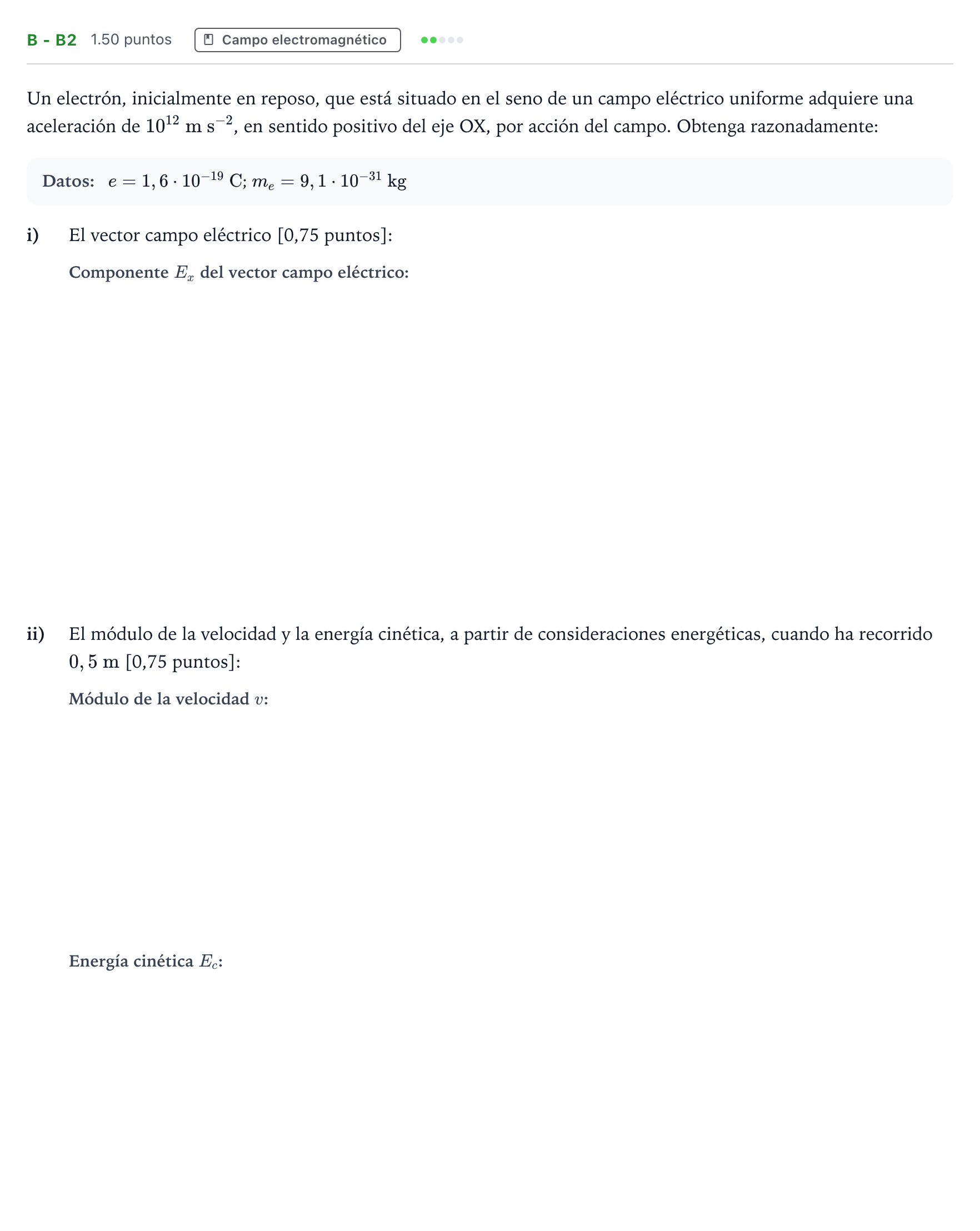 Enunciado: Ejercicio B - b2 · Física PAU Andalucía Ordinaria Suplente 1 2025