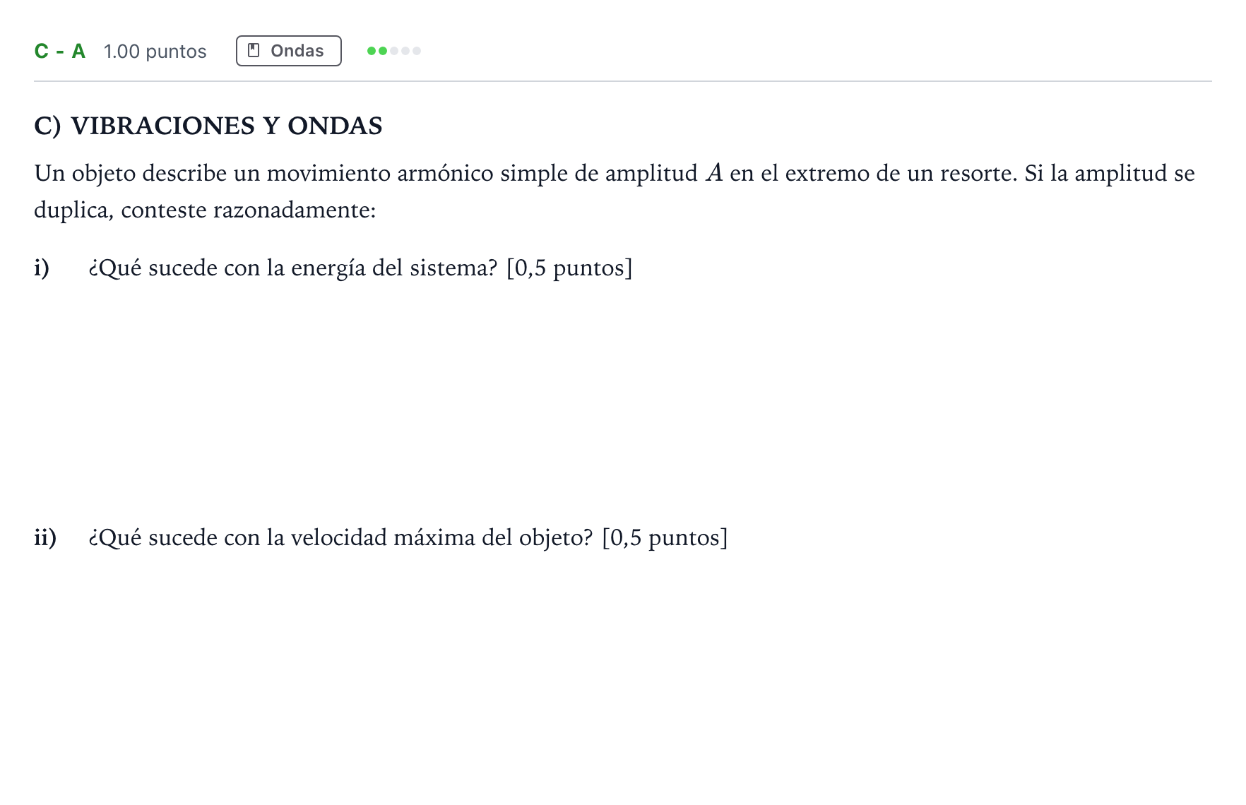 Enunciado: Ejercicio C - a · Física PAU Andalucía Ordinaria Suplente 1 2025