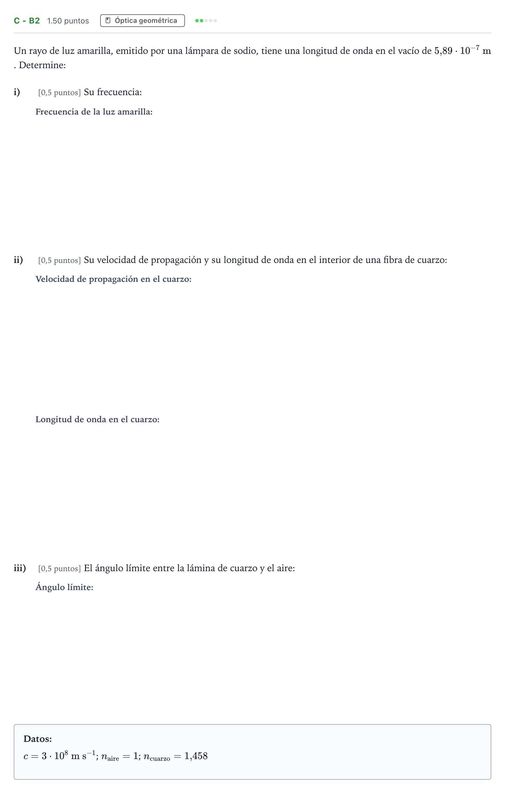 Enunciado: Ejercicio C - b2 · Física PAU Andalucía Ordinaria Suplente 1 2025