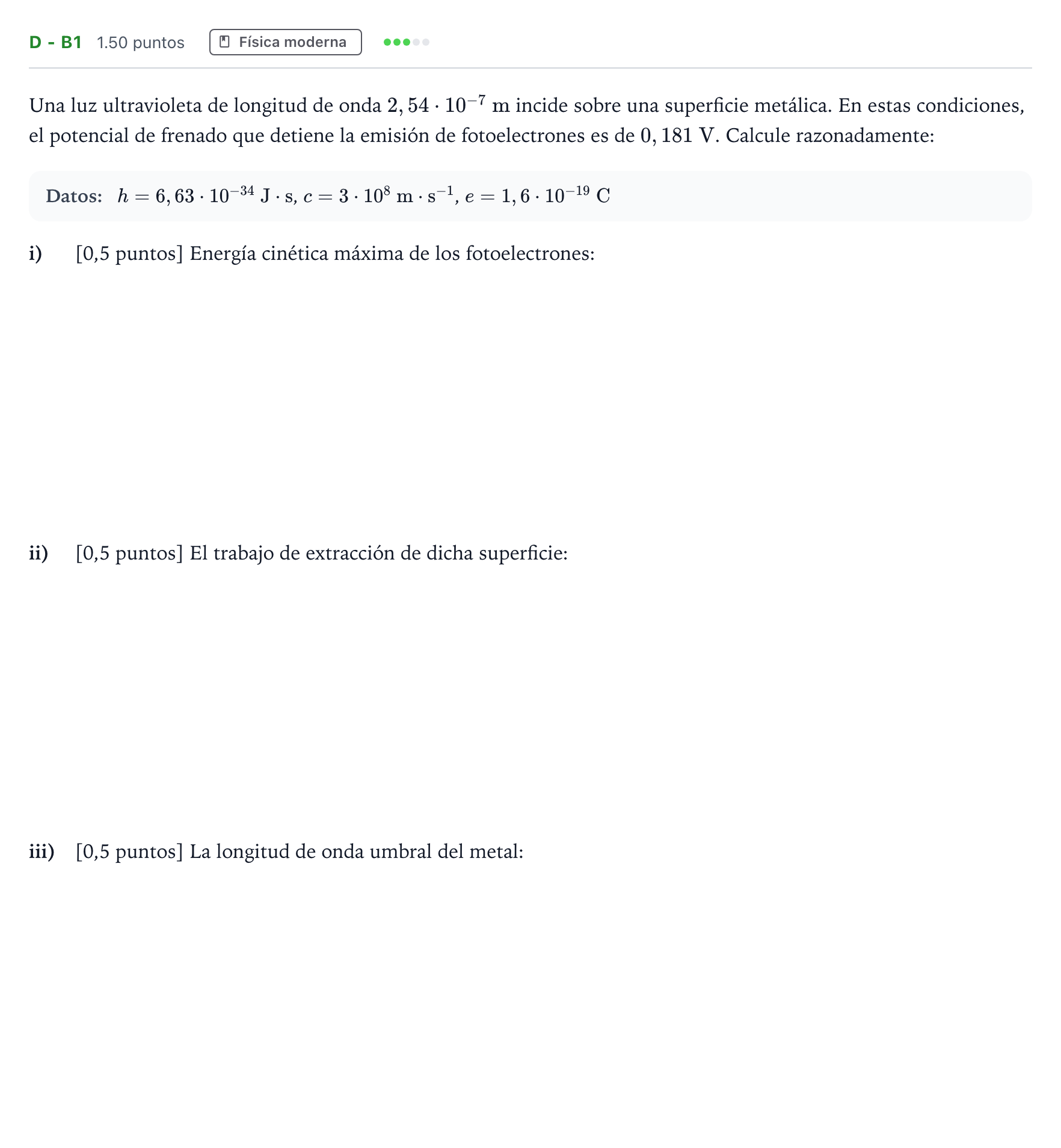 Enunciado: Ejercicio D - b1 · Física PAU Andalucía Ordinaria Suplente 1 2025