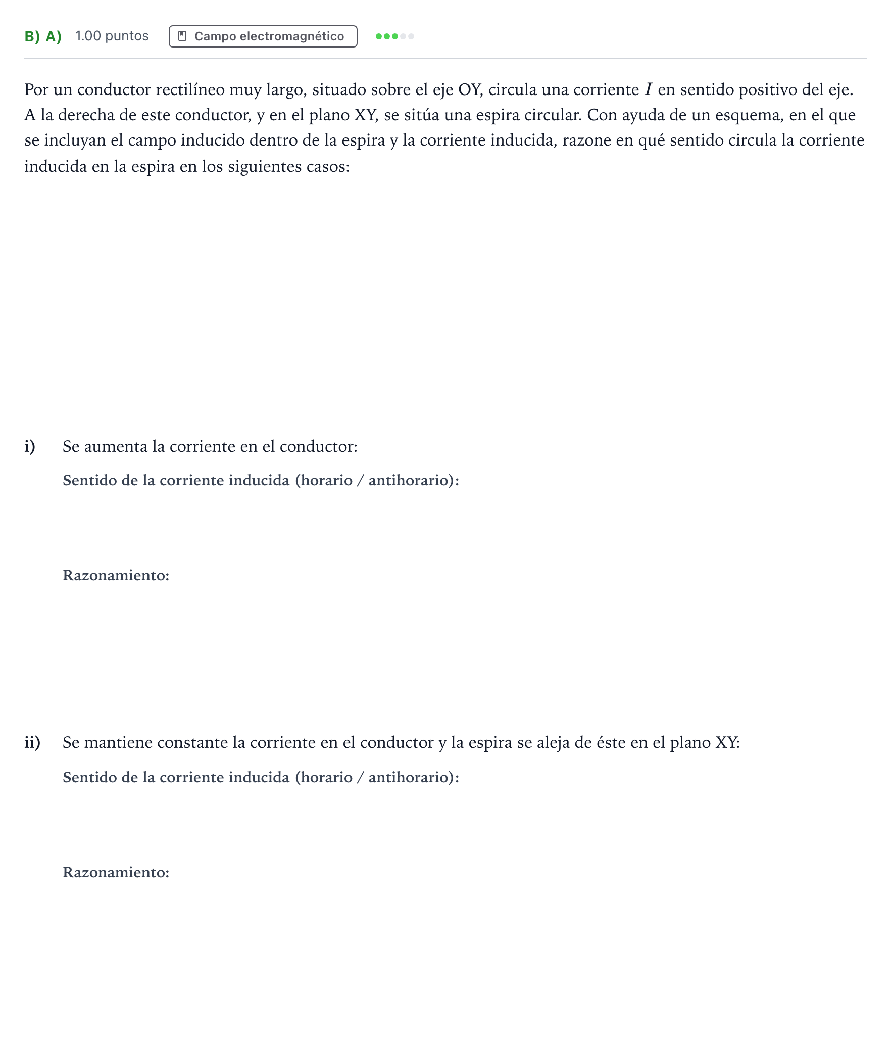 Enunciado: Ejercicio B) a) · Física PAU Andalucía Ordinaria Suplente 2 2025