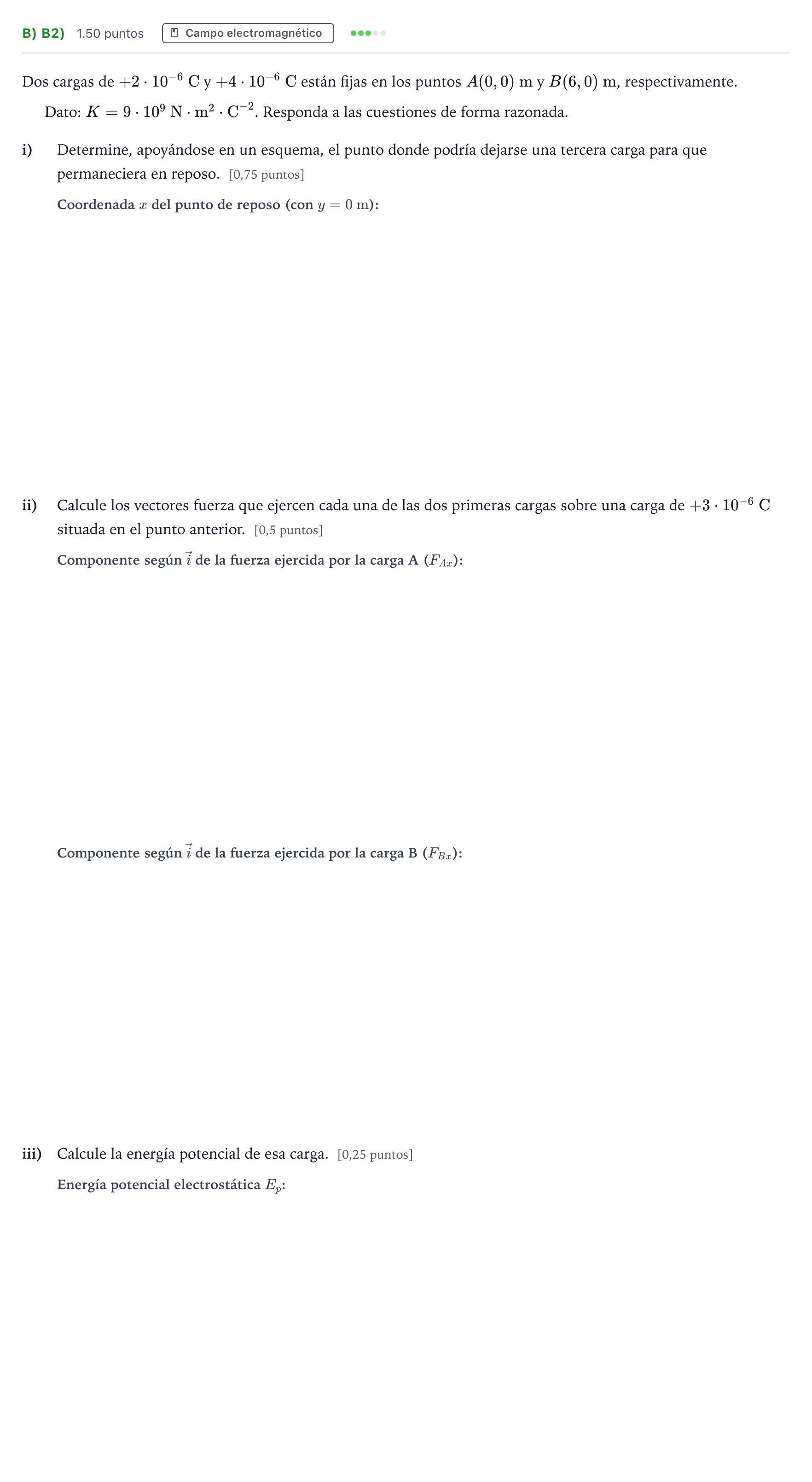 Enunciado: Ejercicio B) b2) · Física PAU Andalucía Ordinaria Suplente 2 2025