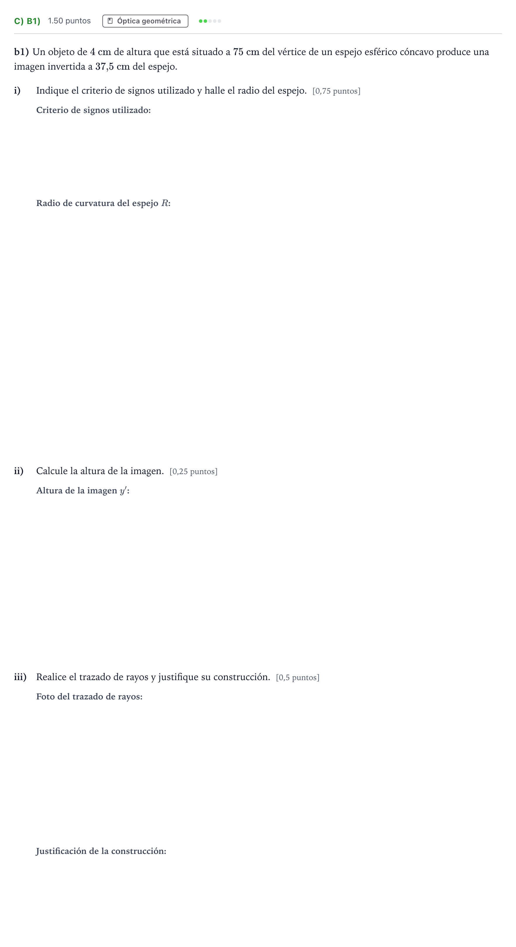 Enunciado: Ejercicio C) b1) · Física PAU Andalucía Ordinaria Suplente 2 2025