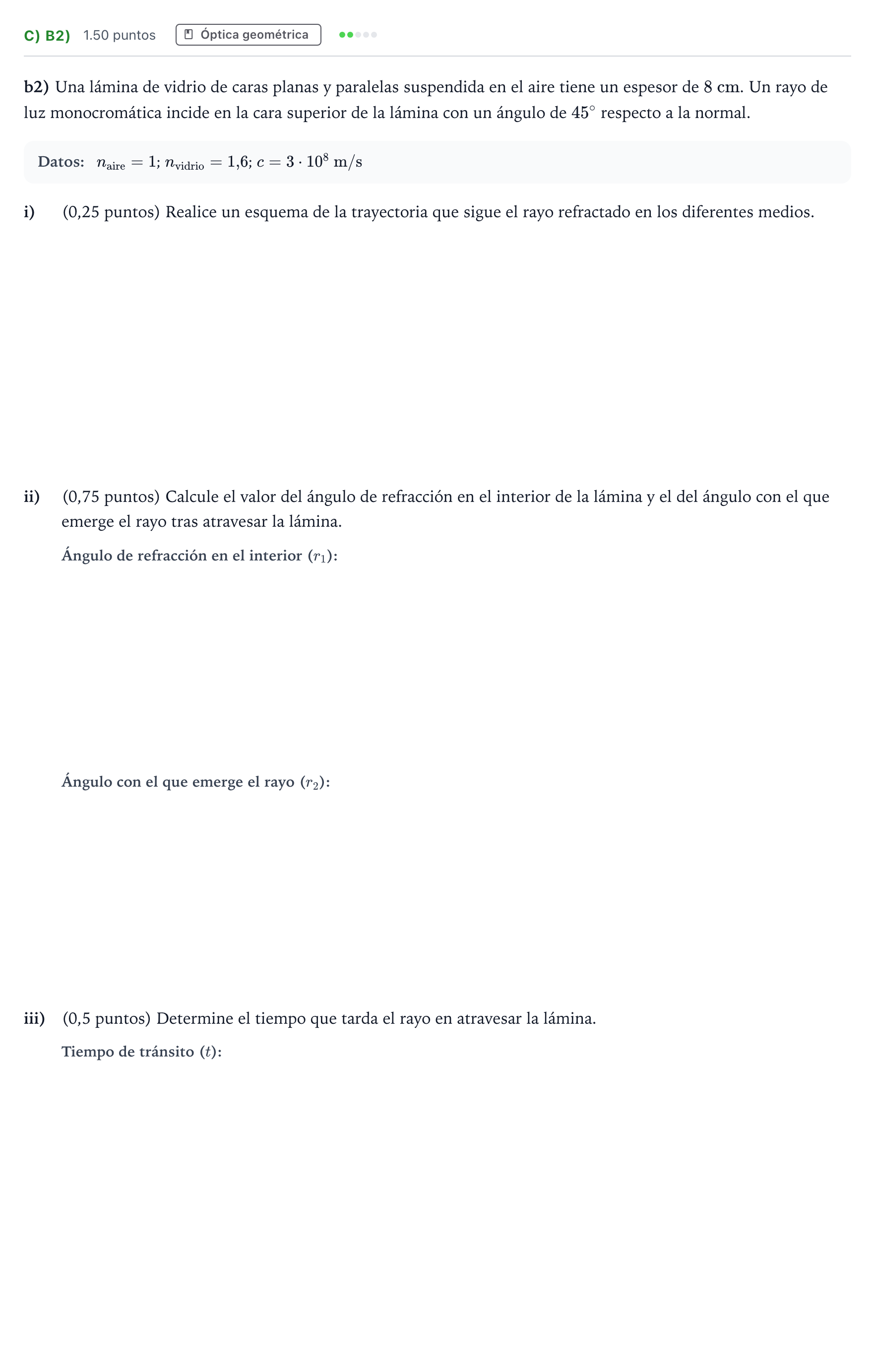 Enunciado: Ejercicio C) b2) · Física PAU Andalucía Ordinaria Suplente 2 2025