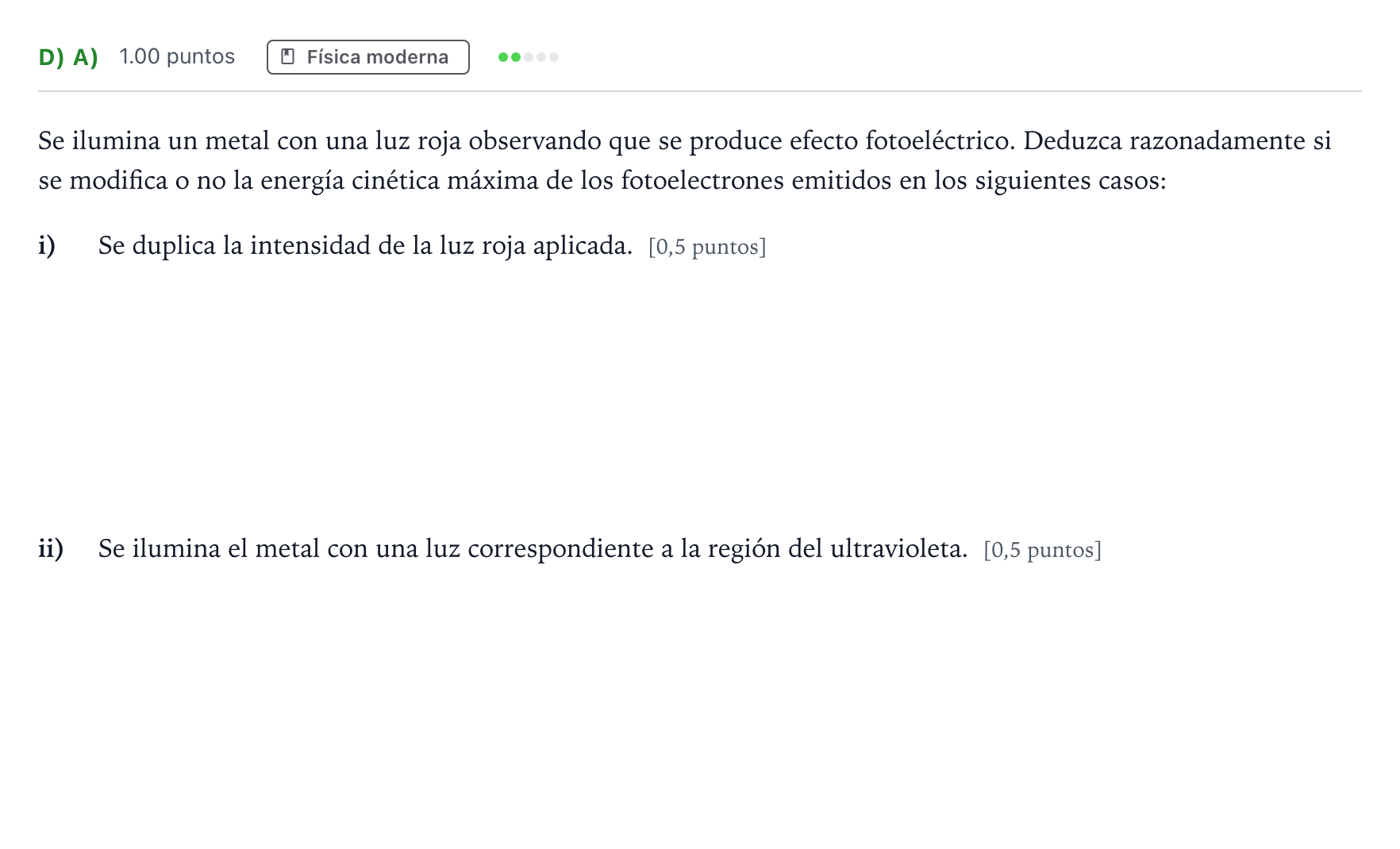 Enunciado: Ejercicio D) a) · Física PAU Andalucía Ordinaria Suplente 2 2025