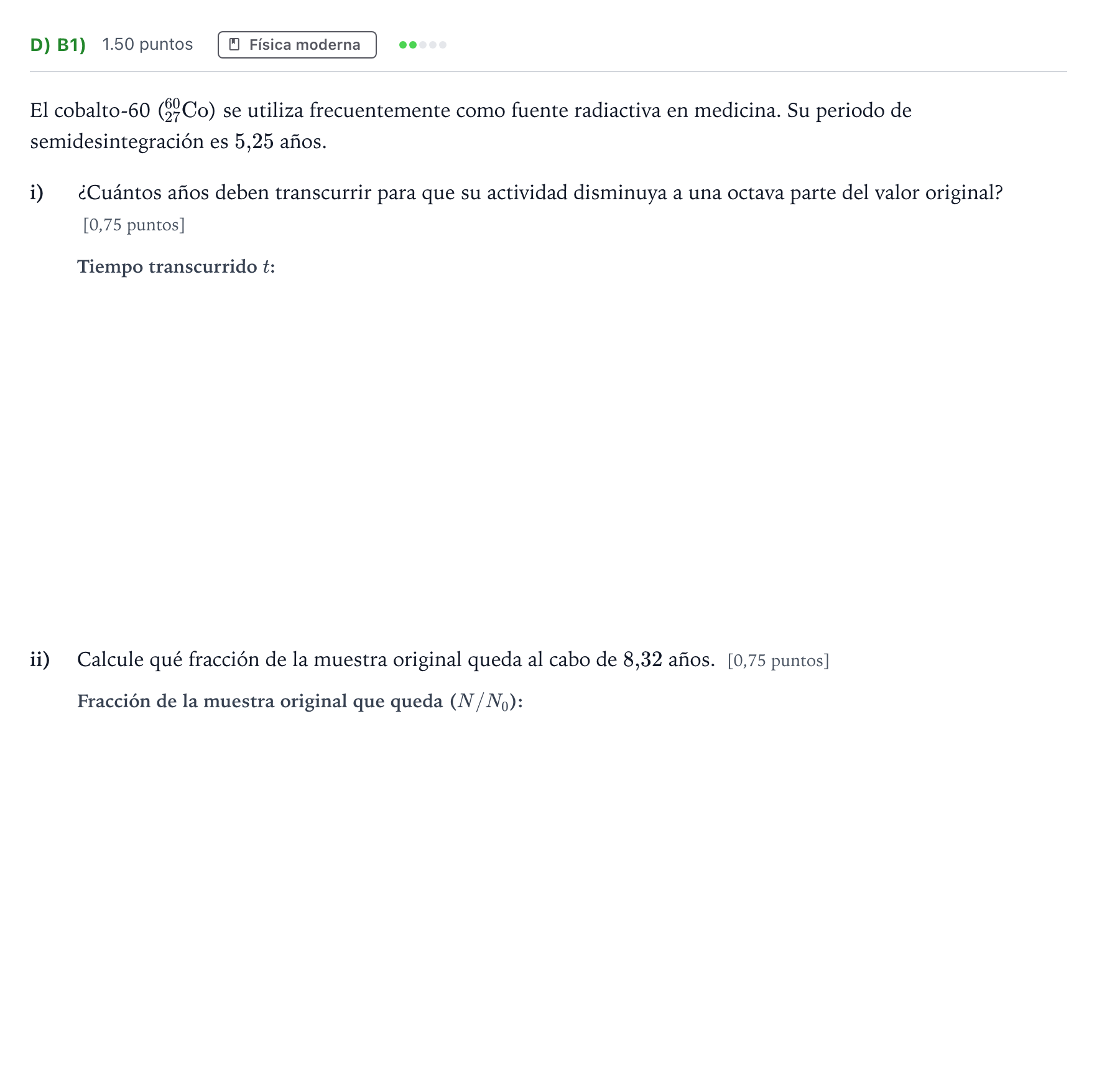 Enunciado: Ejercicio D) b1) · Física PAU Andalucía Ordinaria Suplente 2 2025