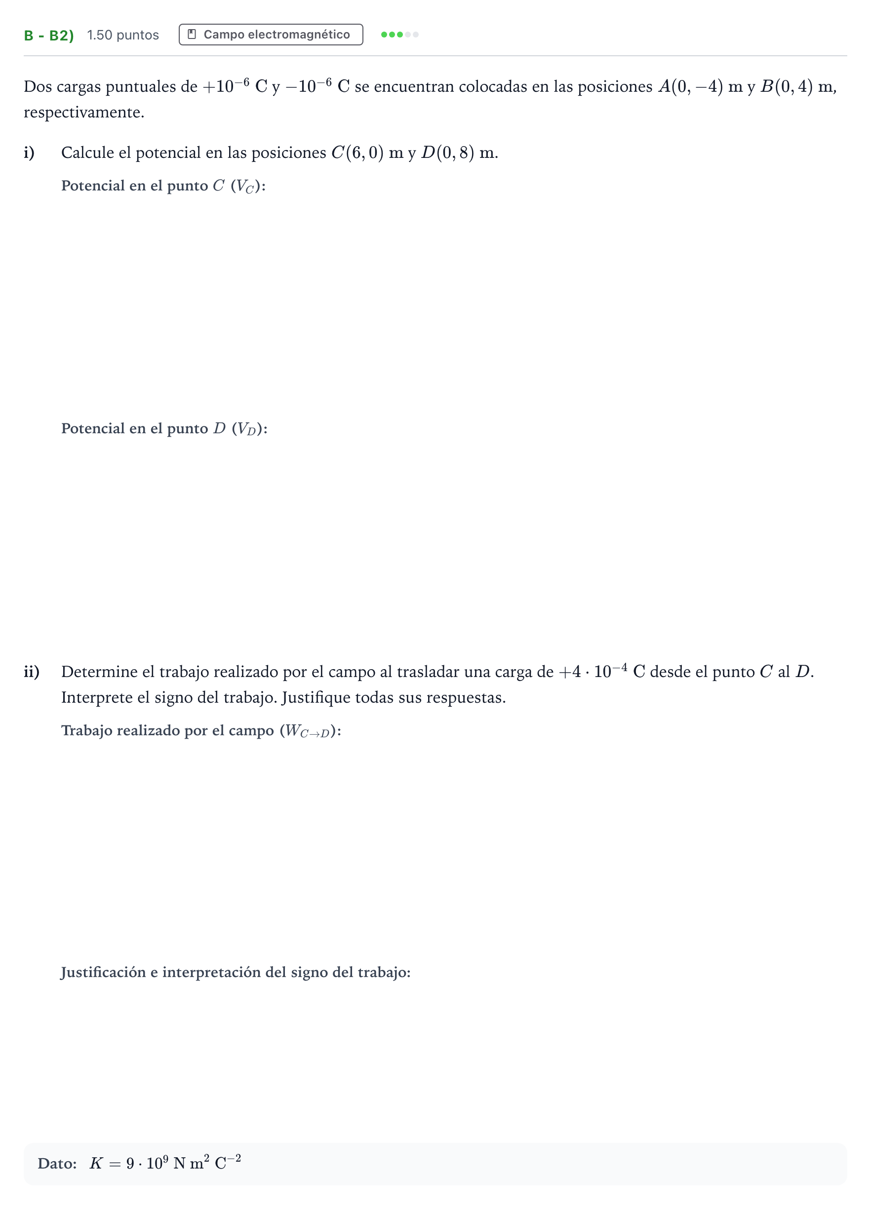 Enunciado: Ejercicio B - b2) · Física PAU Andalucía Ordinaria Titular 2025