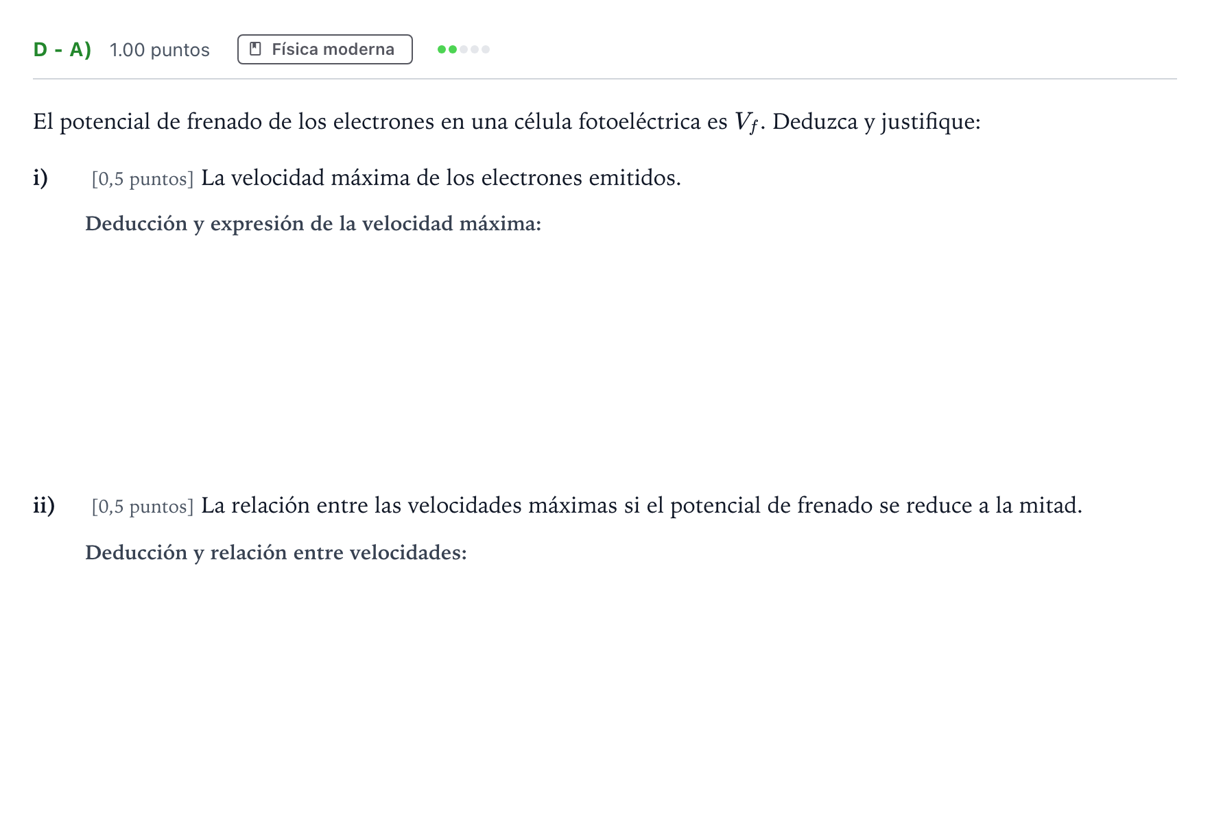 Enunciado: Ejercicio D - a) · Física PAU Andalucía Ordinaria Titular 2025