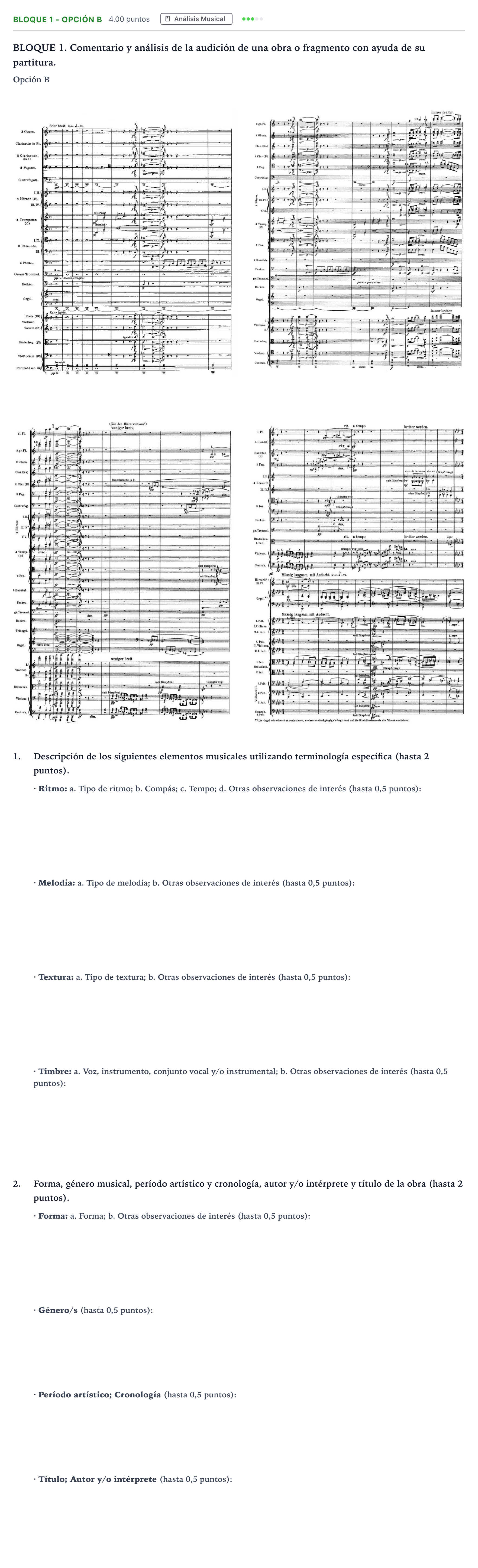 Enunciado: Bloque 1 - Opción B · Historia de la Música y de la Danza PAU Andalucía Ordinaria Suplente 2 2025