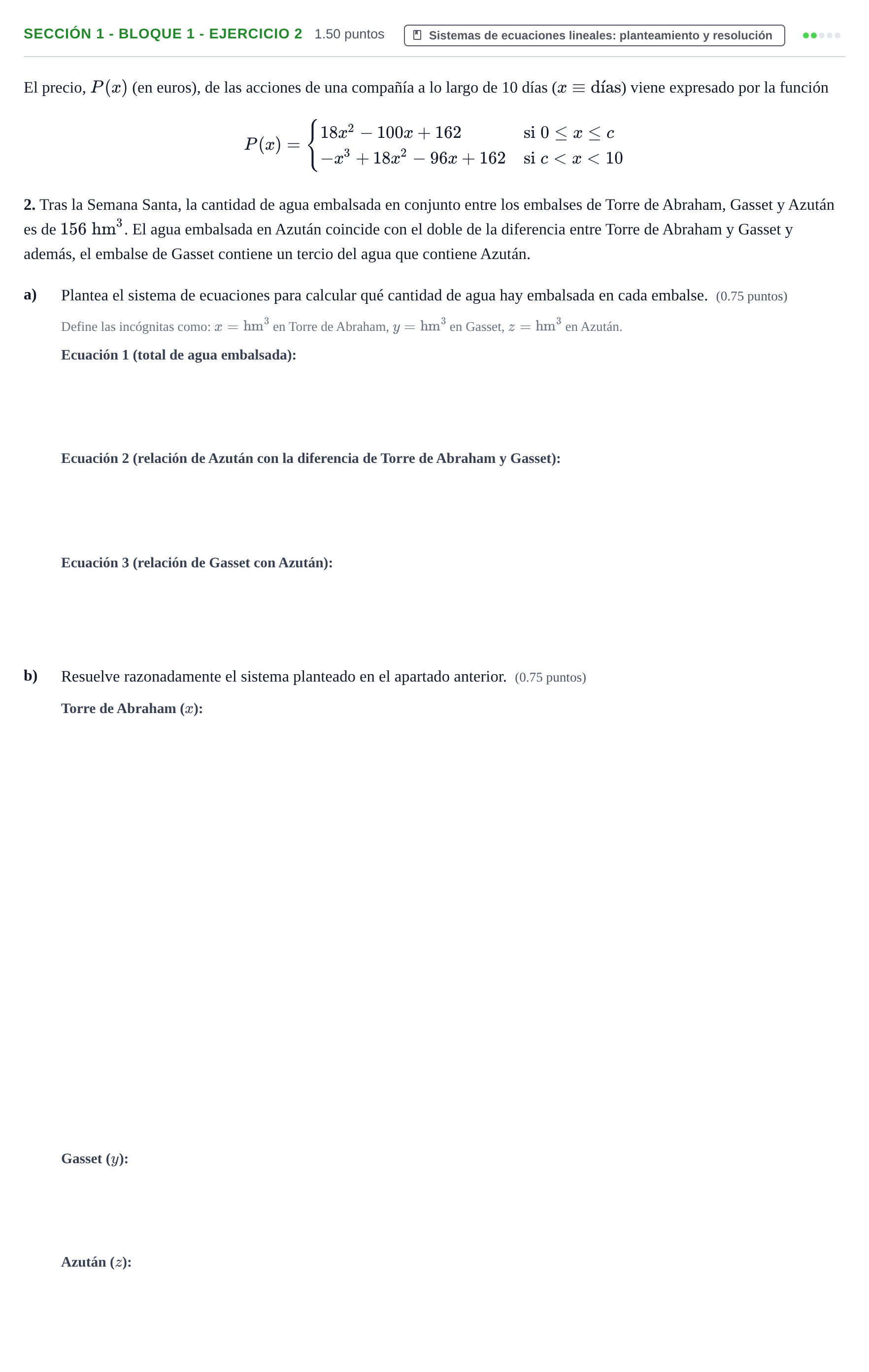 Enunciado: Ejercicio Sección 1 - Bloque 1 - Ejercicio 2 · Matemáticas aplicadas a las Ciencias Sociales II PAU Castilla-La Mancha Extraordinaria 2024