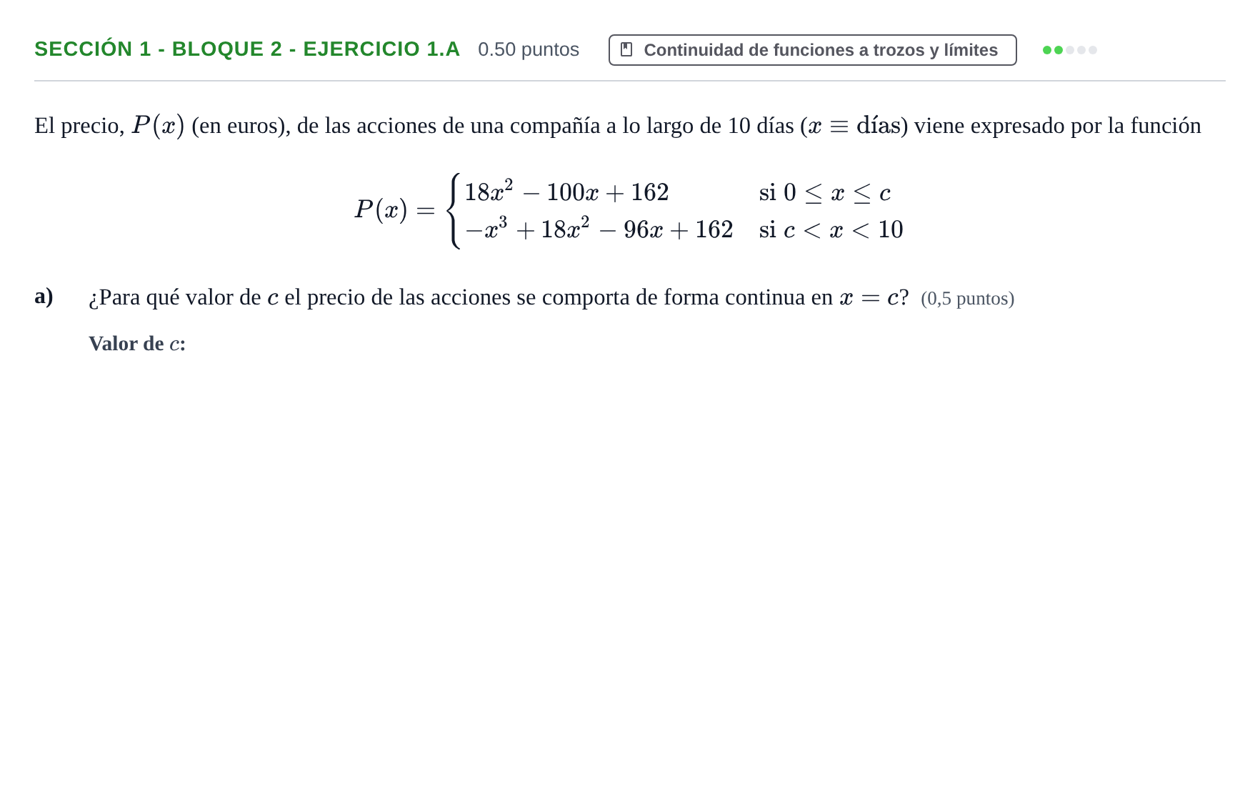 Enunciado: Ejercicio Sección 1 - Bloque 2 - Ejercicio 1.a · Matemáticas aplicadas a las Ciencias Sociales II PAU Castilla-La Mancha Extraordinaria 2024