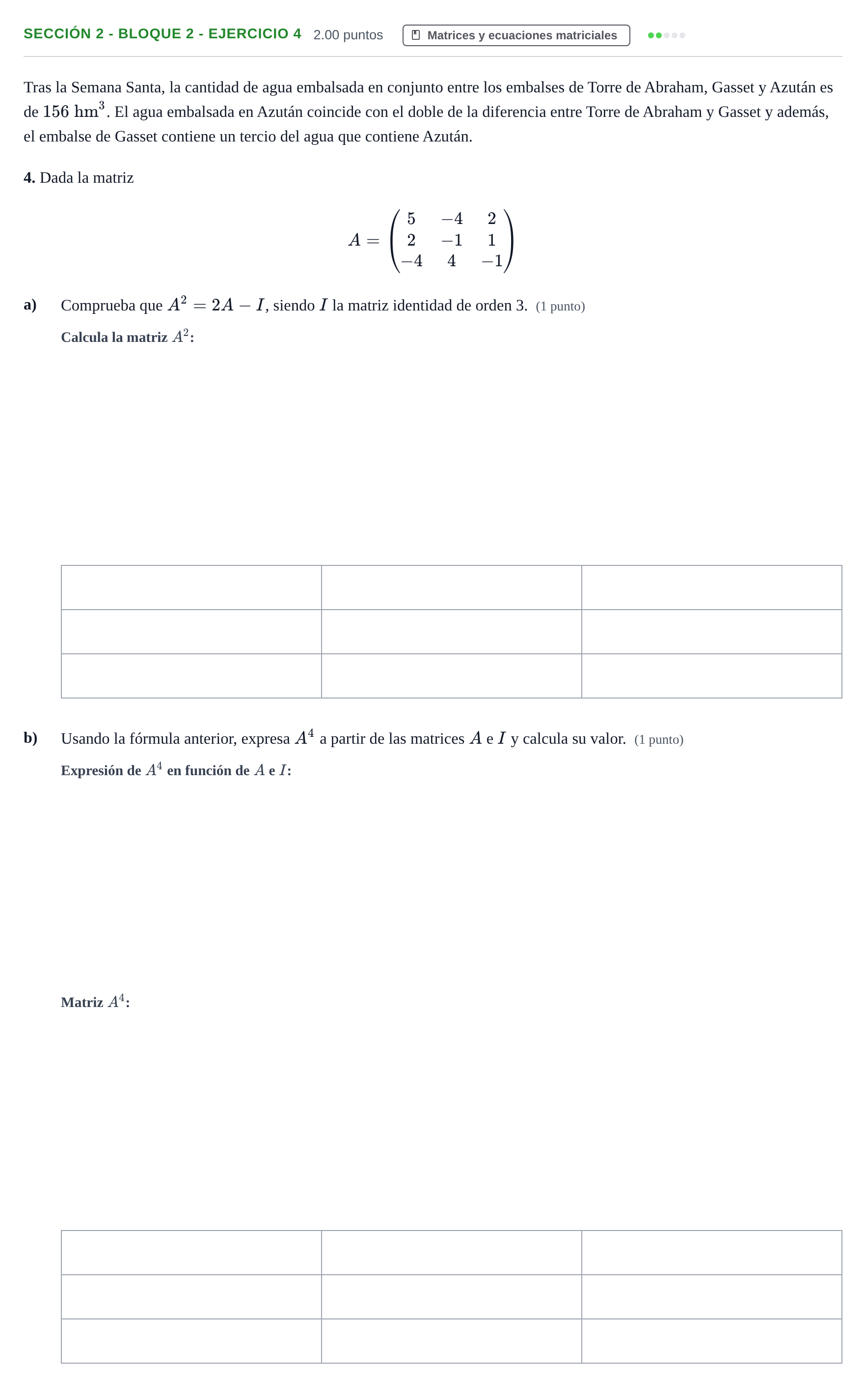 Enunciado: Ejercicio Sección 2 - Bloque 2 - Ejercicio 4 · Matemáticas aplicadas a las Ciencias Sociales II PAU Castilla-La Mancha Extraordinaria 2024