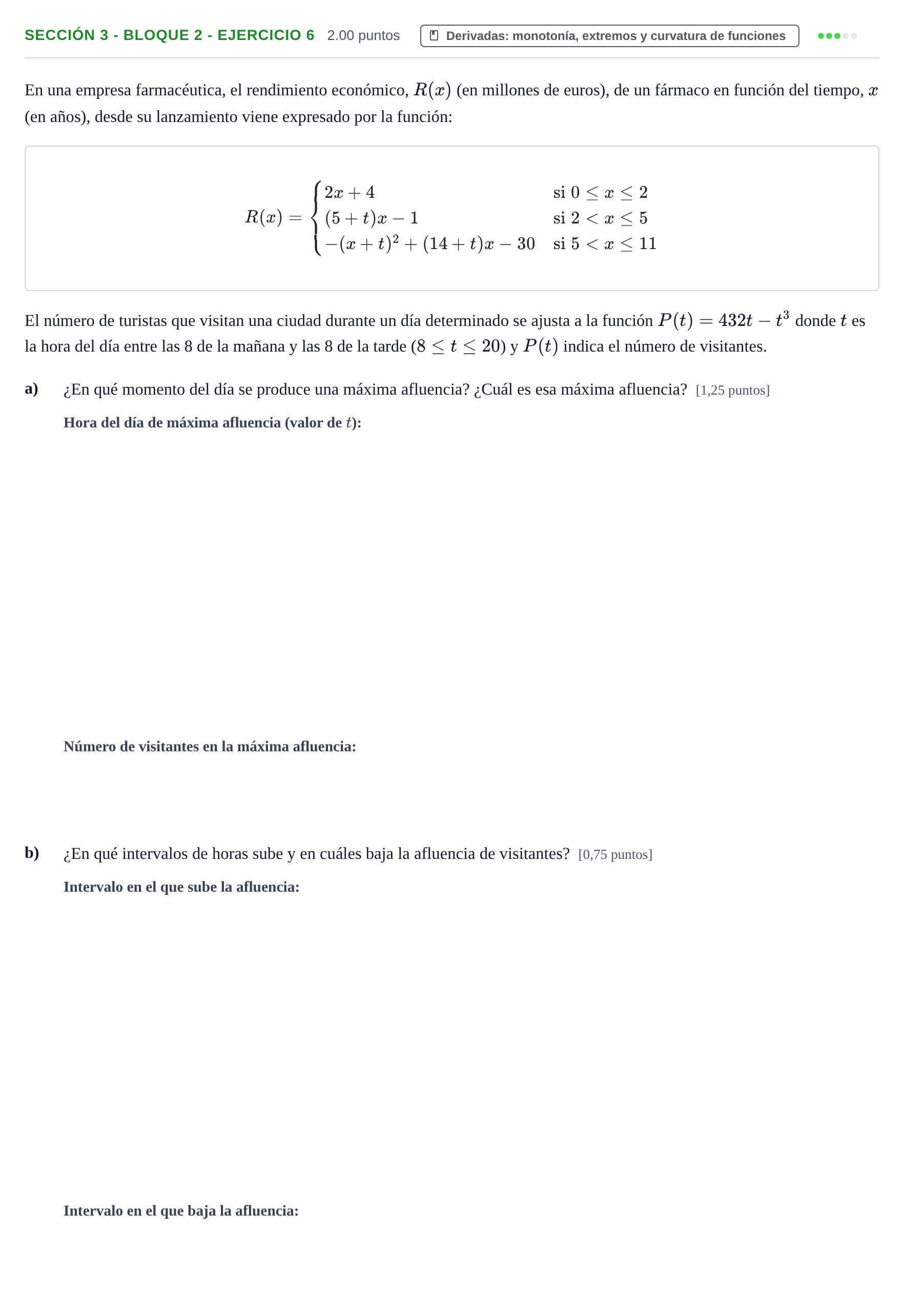 Enunciado: Ejercicio Sección 3 - Bloque 2 - Ejercicio 6 · Matemáticas aplicadas a las Ciencias Sociales II PAU Castilla-La Mancha Extraordinaria 2024